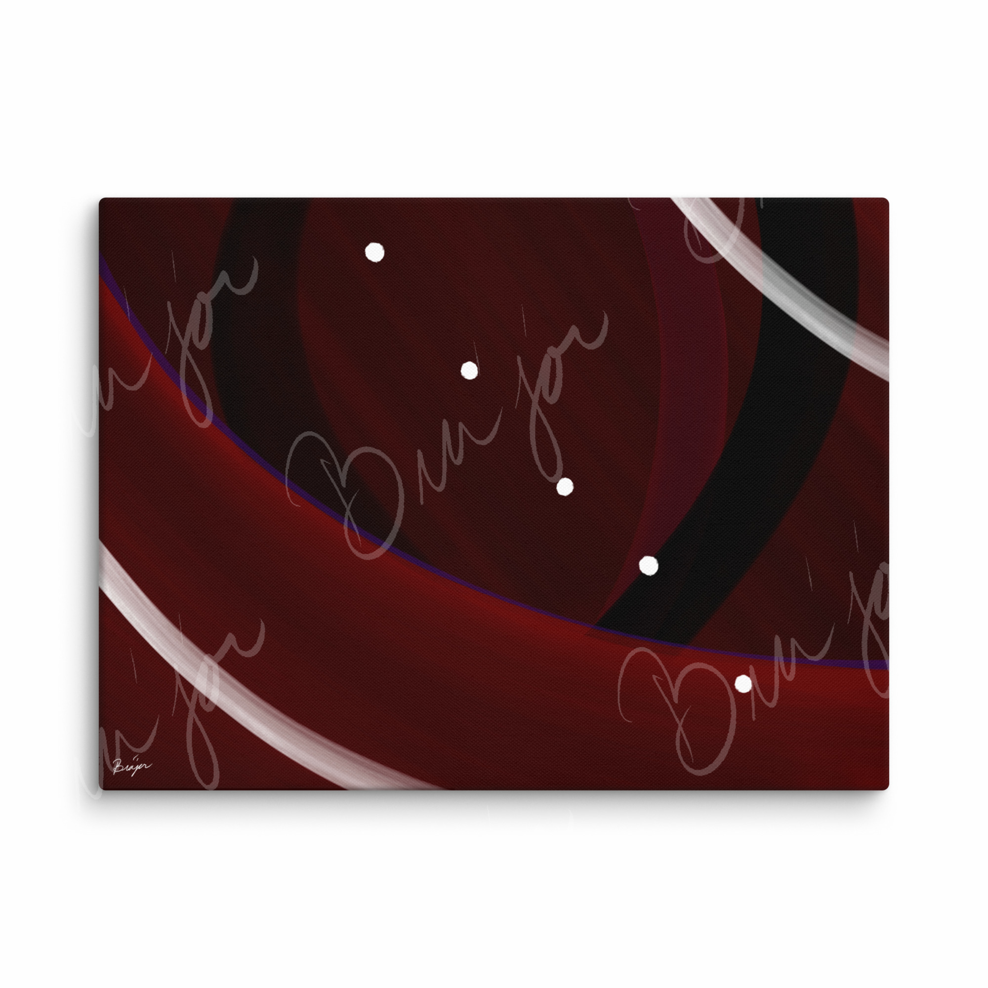 30x40 XL Canvas Abstract artwork titled Trail Back designed by the digital abstract artist Bra'jor. Artwork includes the colors Red, Black, Purple, and White