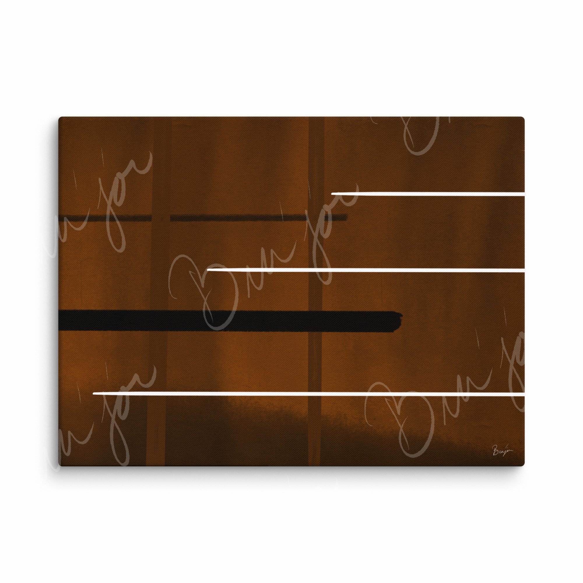 30x40 XL Canvas Abstract artwork titled Steps designed by the digital abstract artist Bra'jor. Artwork includes the colors Brown, Black, and White