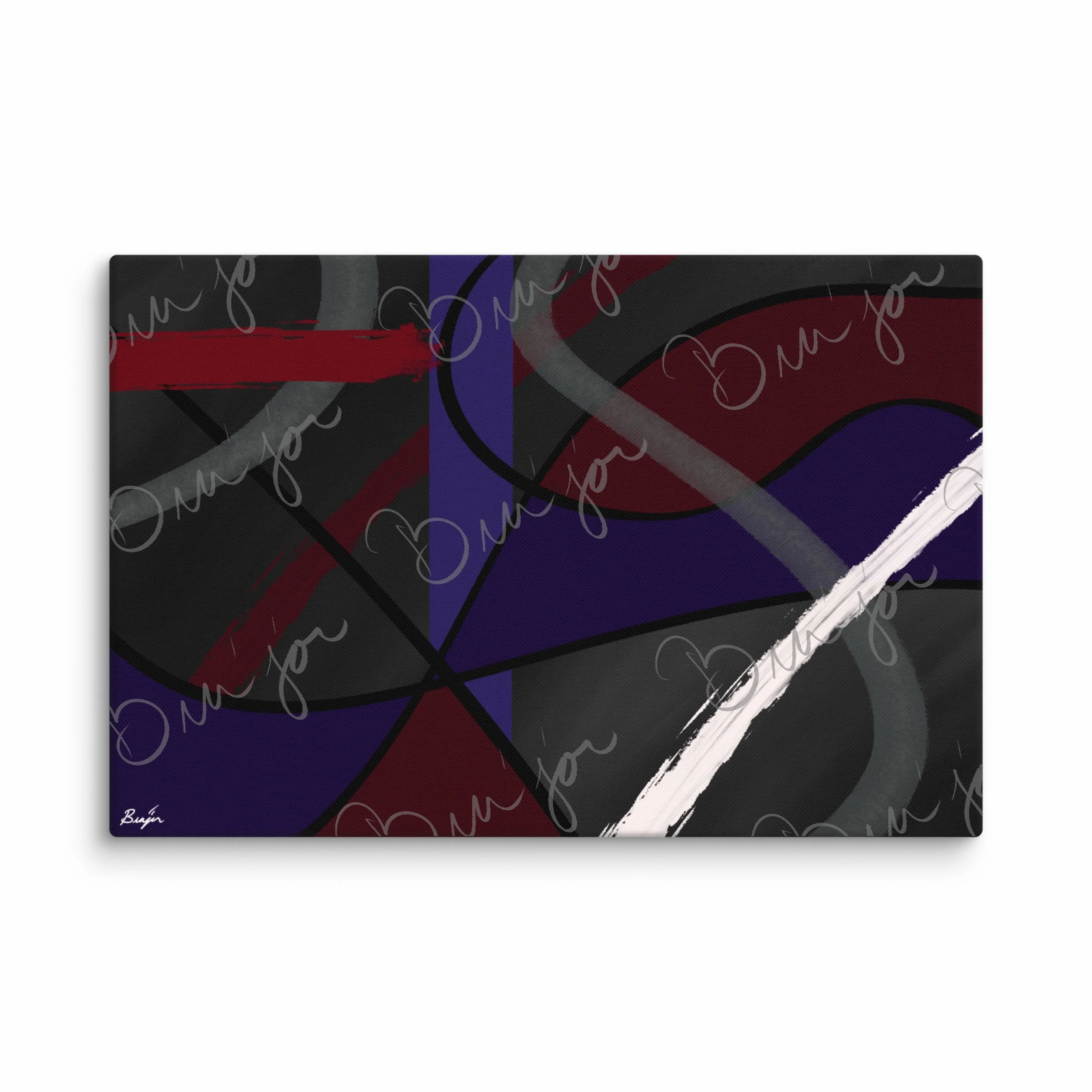 20x30 Canvas Abstract artwork titled Different designed by the digital abstract artist Bra'jor. Artwork includes the colors Purple, Blue, Red, Gray, and Black