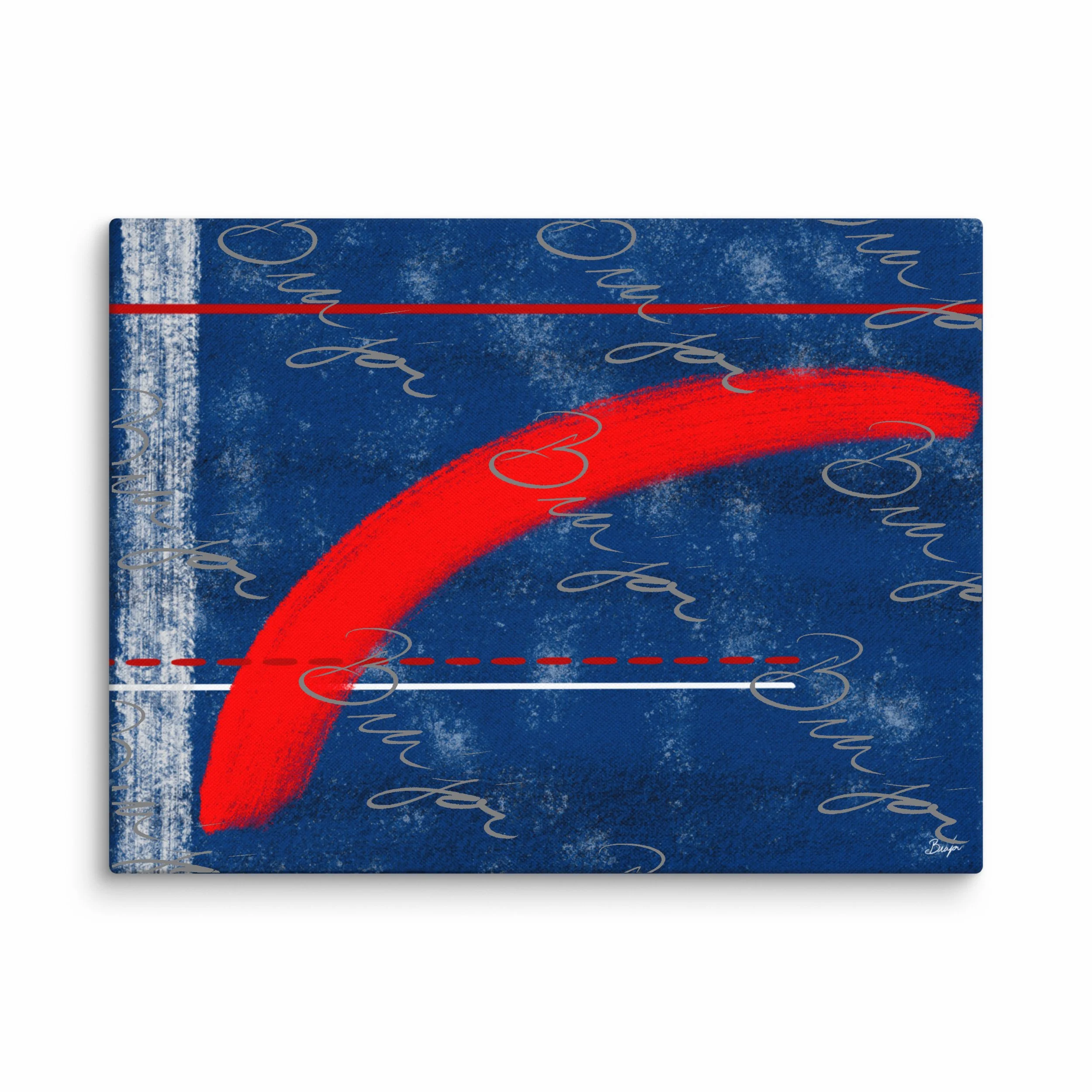 30x40 XL Canvas abstract artwork titled Be Bold designed by the digital abstract artist Bra'jor. Artwork includes the colors Blue, White, and Red