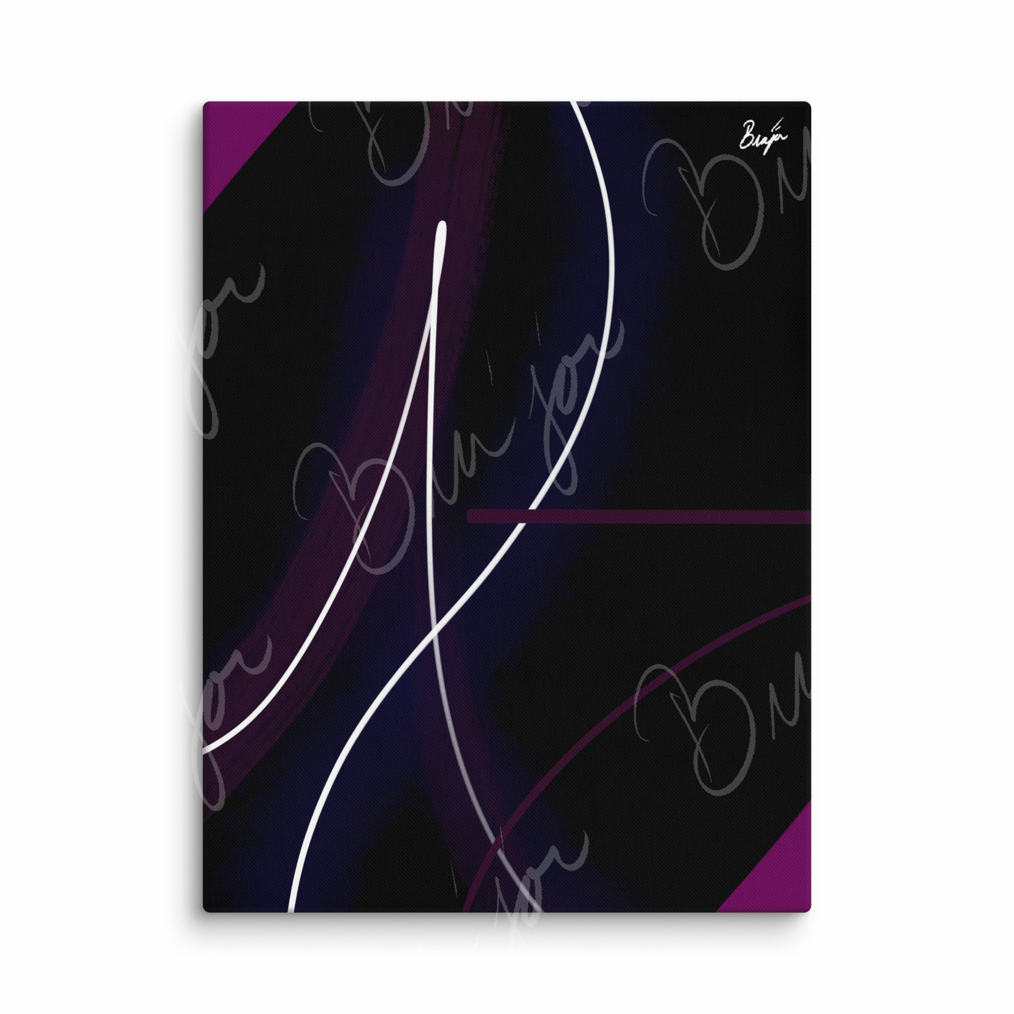 30x40 XL Canvas Abstract artwork titled Poised designed by the digital abstract artist Bra'jor. Artwork includes the colors Purple, Pink, Blue, and White