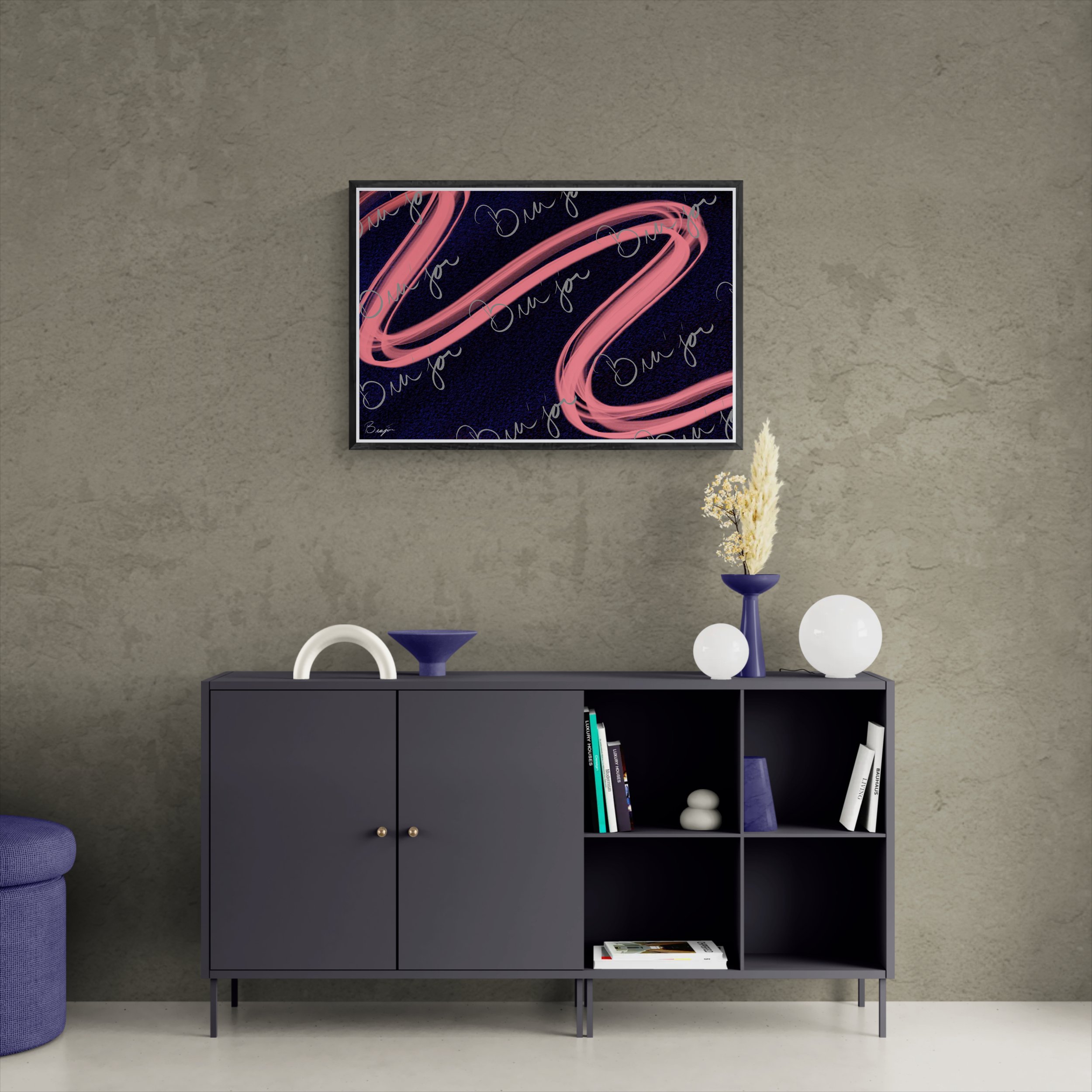 Framed Artwork - Title: Peach Flow