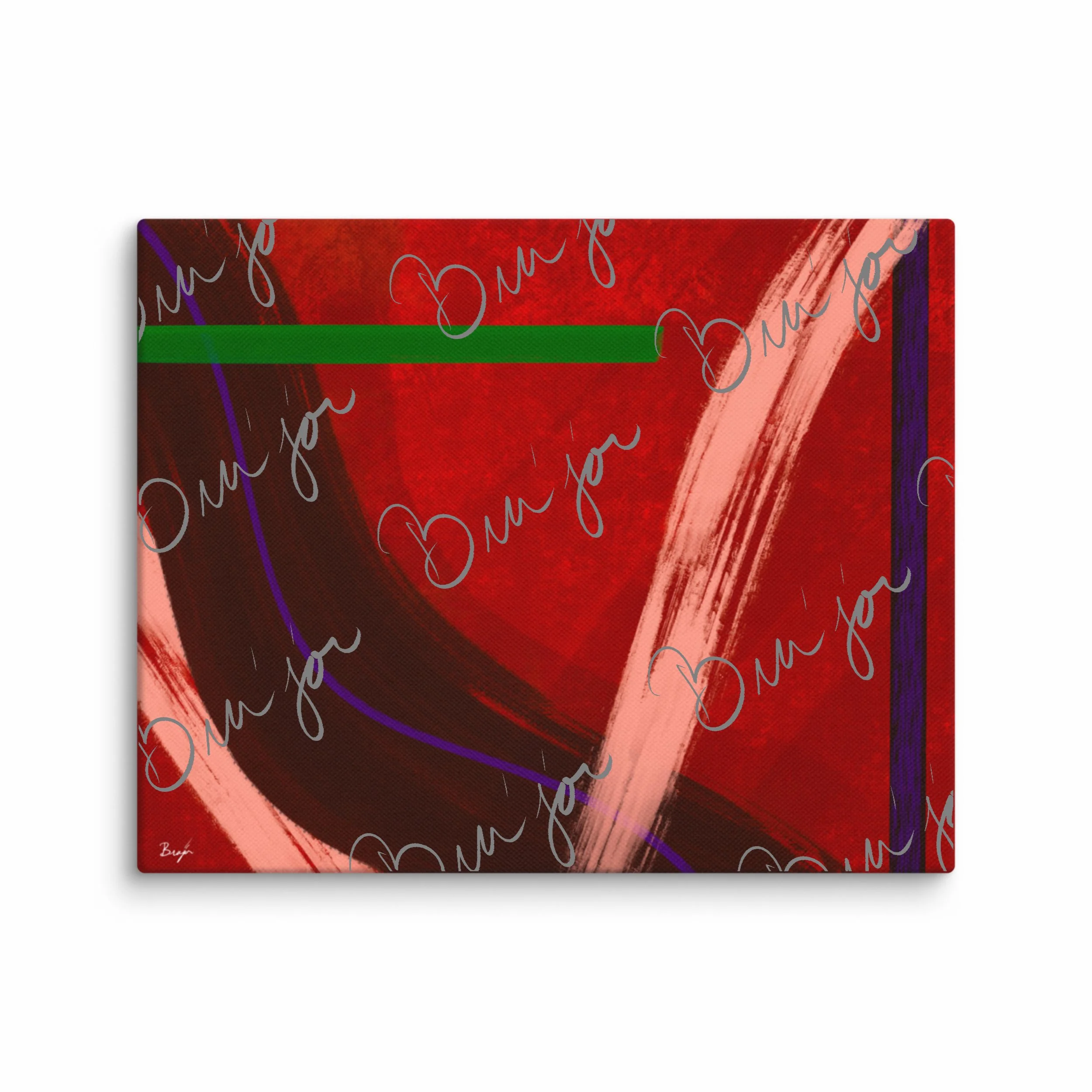 8x10 Canvas abstract artwork titled Feelings designed by the digital abstract artist Bra'jor. Artwork includes the colors Red, Orange, Purple, and Green