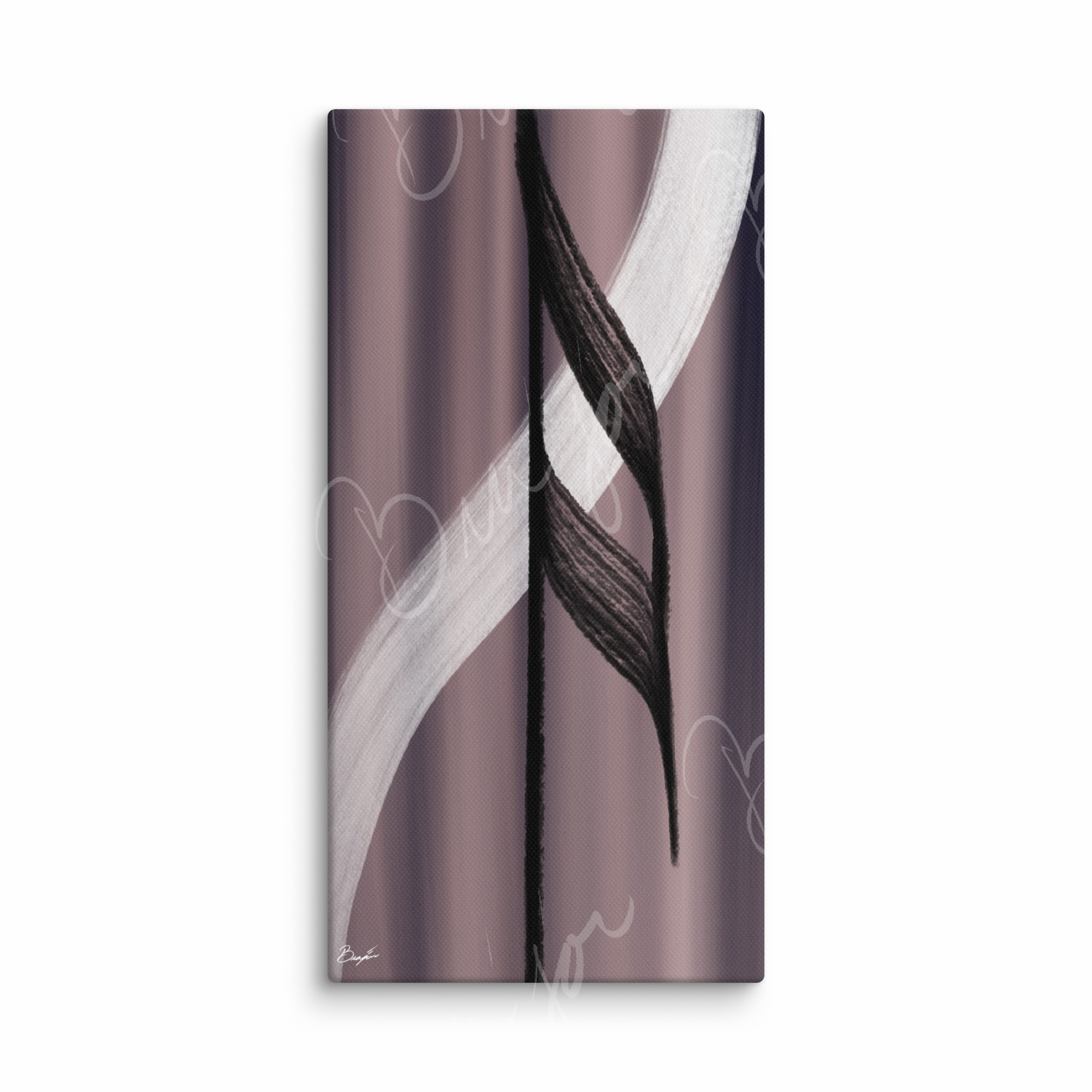 10x20 Canvas Abstract artwork titled A Beat designed by the digital abstract artist Bra'jor. Artwork includes the colors Black, White, Gray, violet, and Mauve