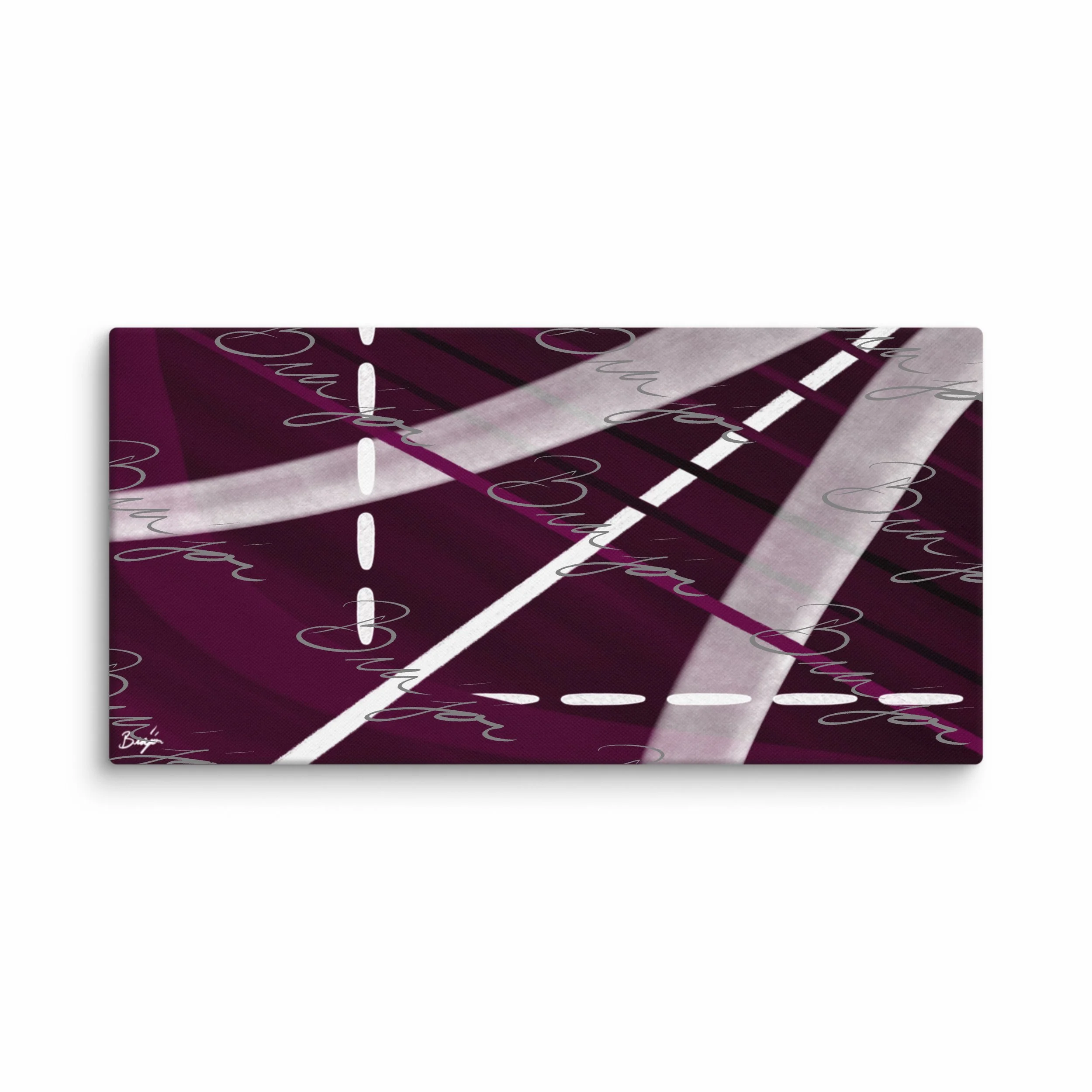 30x60 XL Canvas abstract artwork titled Tuning designed by the digital abstract artist Bra'jor. Artwork includes the colors Purple, Black, Gray, and White