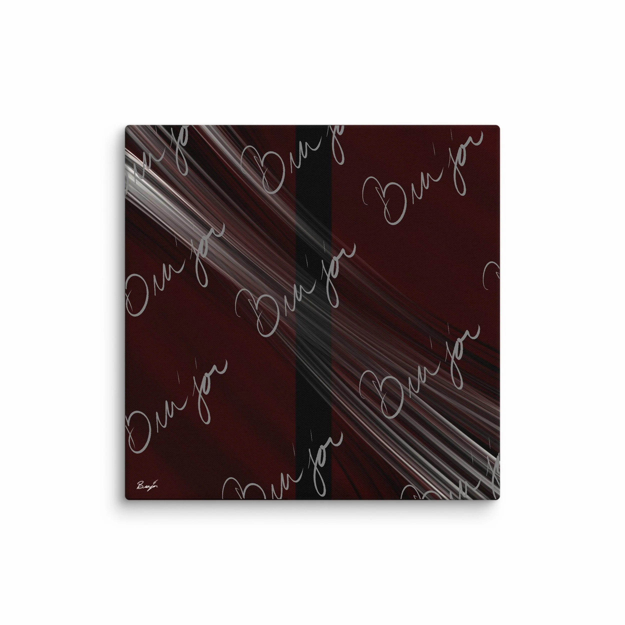 37x37 XL Canvas abstract artwork titled Still Standing designed by the digital abstract artist Bra'jor. Artwork includes the colors Maroon, Red, Black, and White