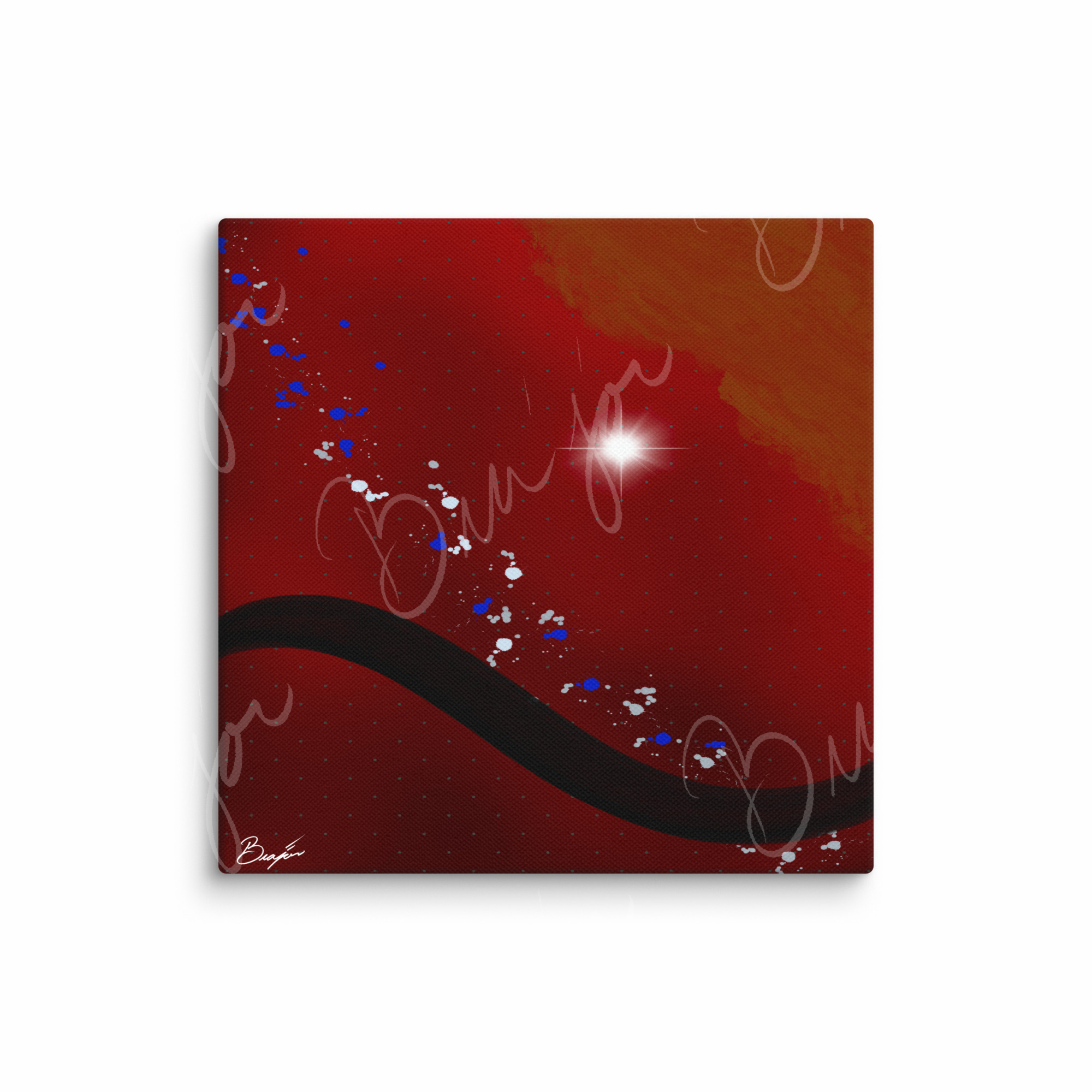 12x12 Canvas Abstract artwork titled Take Your Place designed by the digital abstract artist Bra'jor. Artwork includes the colors Red, Yellow, Orange, Black, Gray, and White