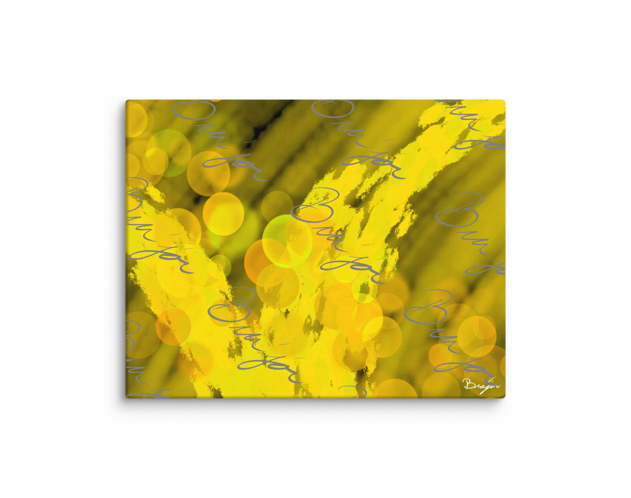 11x14 Yellow Abstract canvas artwork titled Color Check designed by the digital abstract artist Bra'jor. Artwork comes in the colors Yellow, Green, Purple, Green, Red, and Blue