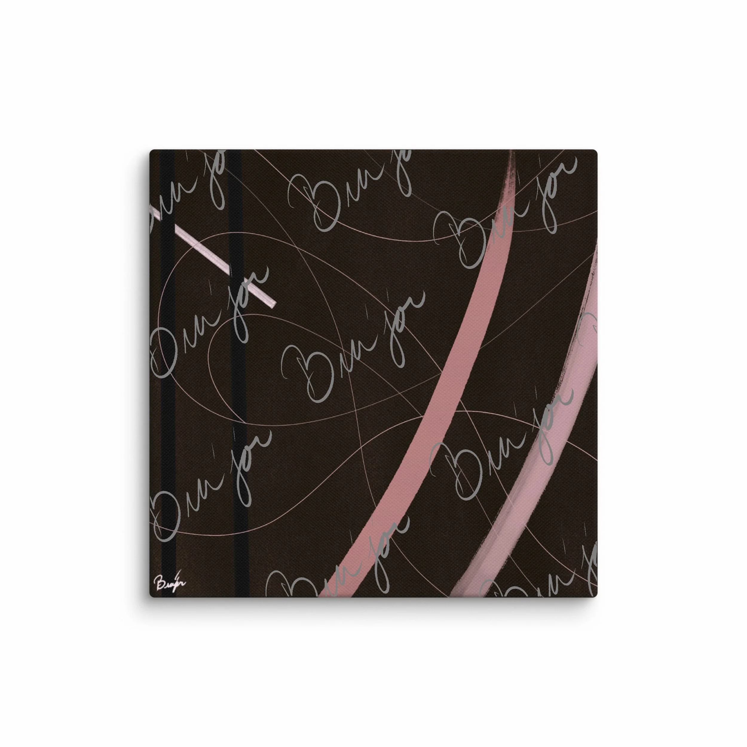 12x12 Canvas abstract artwork titled Beholder designed by the digital abstract artist Bra'jor. Artwork includes the colors Brown, Pink, Black, and White