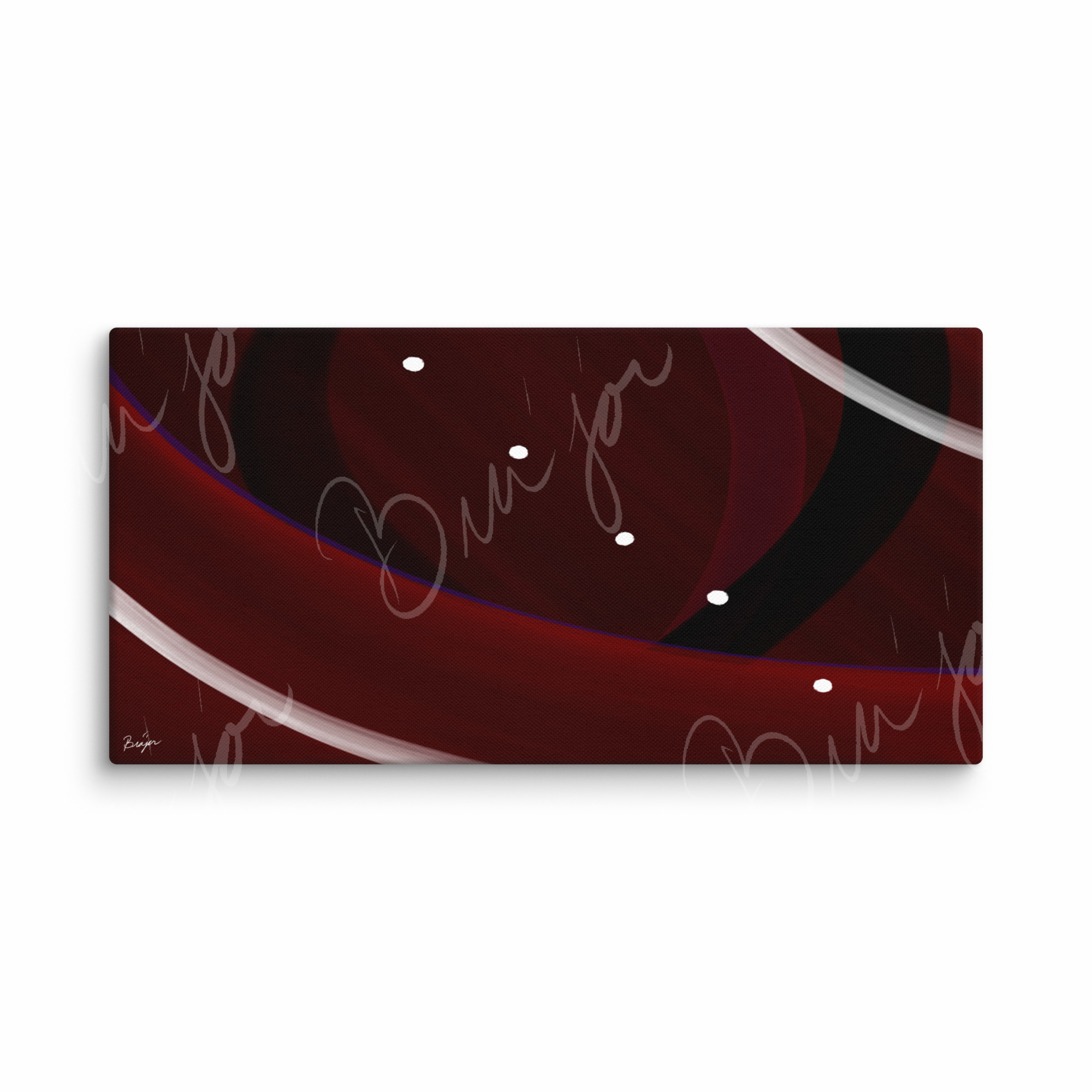 30x60 XL Canvas Abstract artwork titled Trail Back designed by the digital abstract artist Bra'jor. Artwork includes the colors Red, Black, Purple, and White