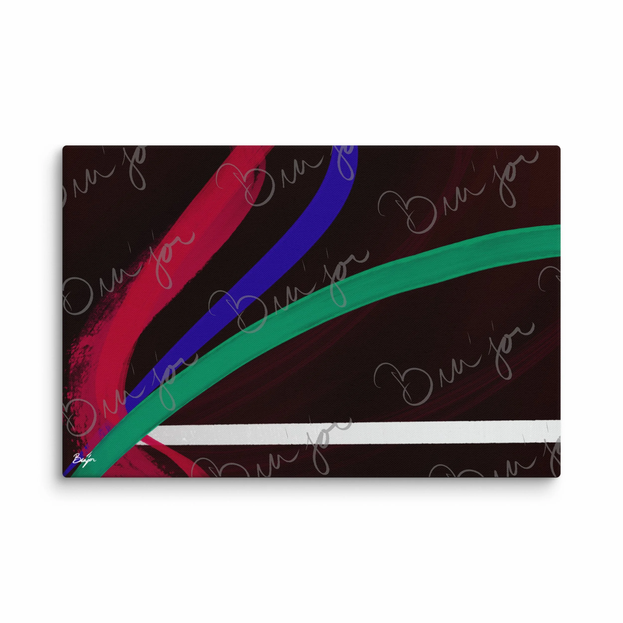 20x30 Canvas Abstract artwork titled Journey designed by the digital abstract artist Bra'jor. Artwork includes the colors Red, White, Green, and Blue
