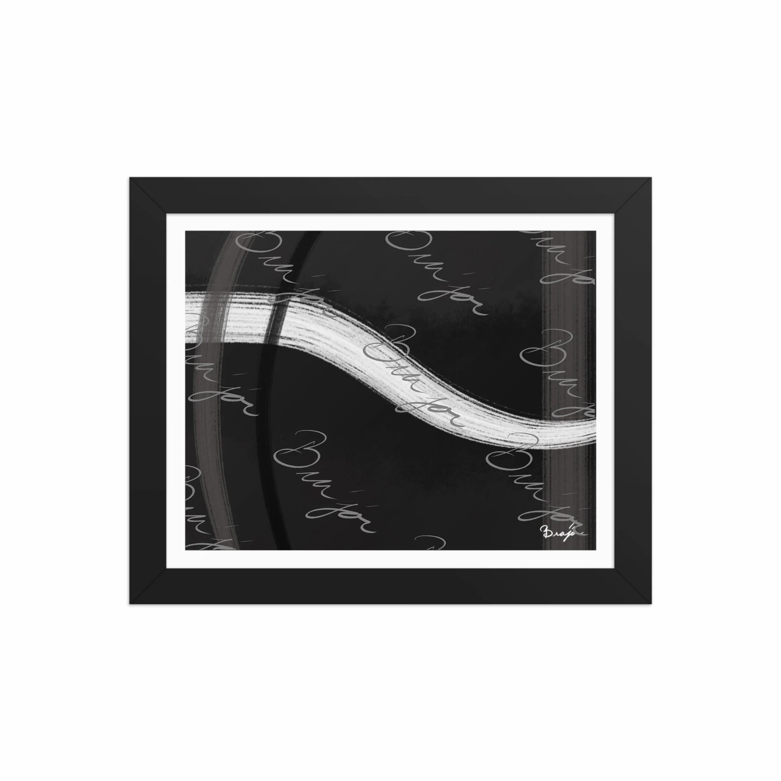 8x10 Black Framed abstract artwork titled See It Through designed by the digital abstract artist Bra'jor. Artwork includes the colors Black, White, and Gray