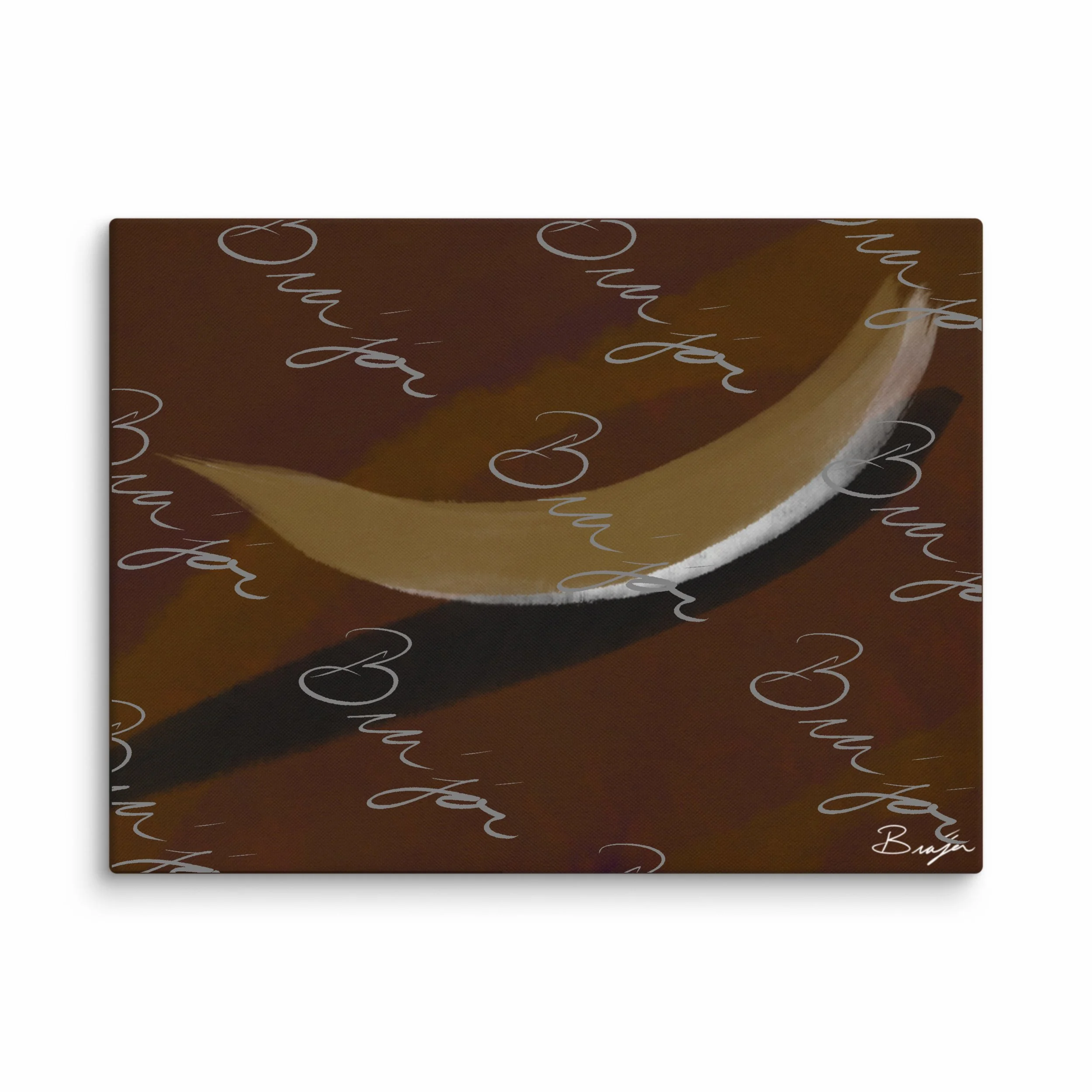 30x40 Abstract canvas artwork titled Always There designed by the digital abstract artist Bra'jor. Artwork includes the colors Brown, Tan, White, and Black with a Purple undertone