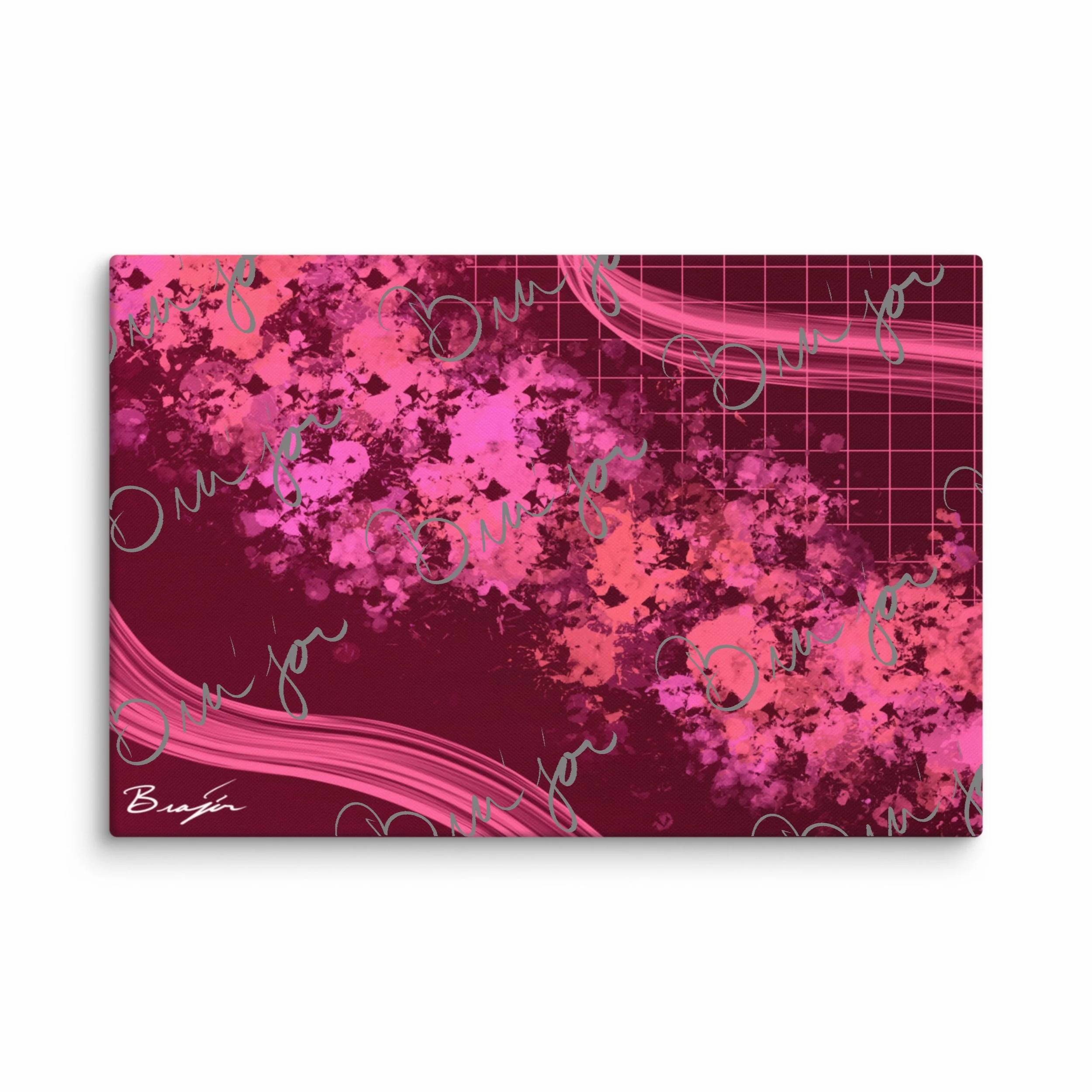 20x30 Abstract canvas artwork titled Soft designed by the digital abstract artist Bra'jor. Artwork includes the colors Purple, Pink, peach, and Orange