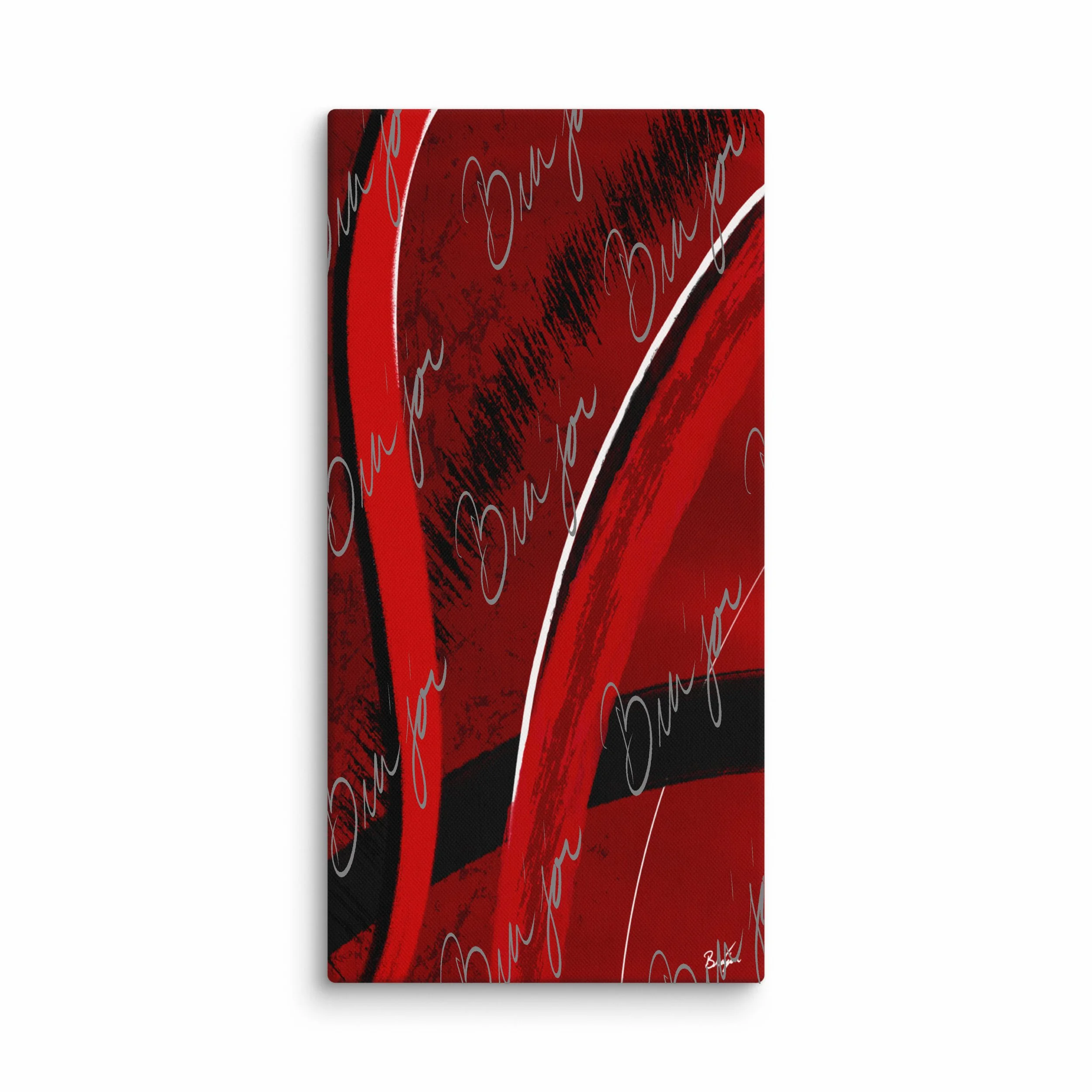 30x60 XL Canvas Abstract artwork titled Feel designed by the digital abstract artist Bra'jor. Artwork includes the colors Red, Black, Blue, and White