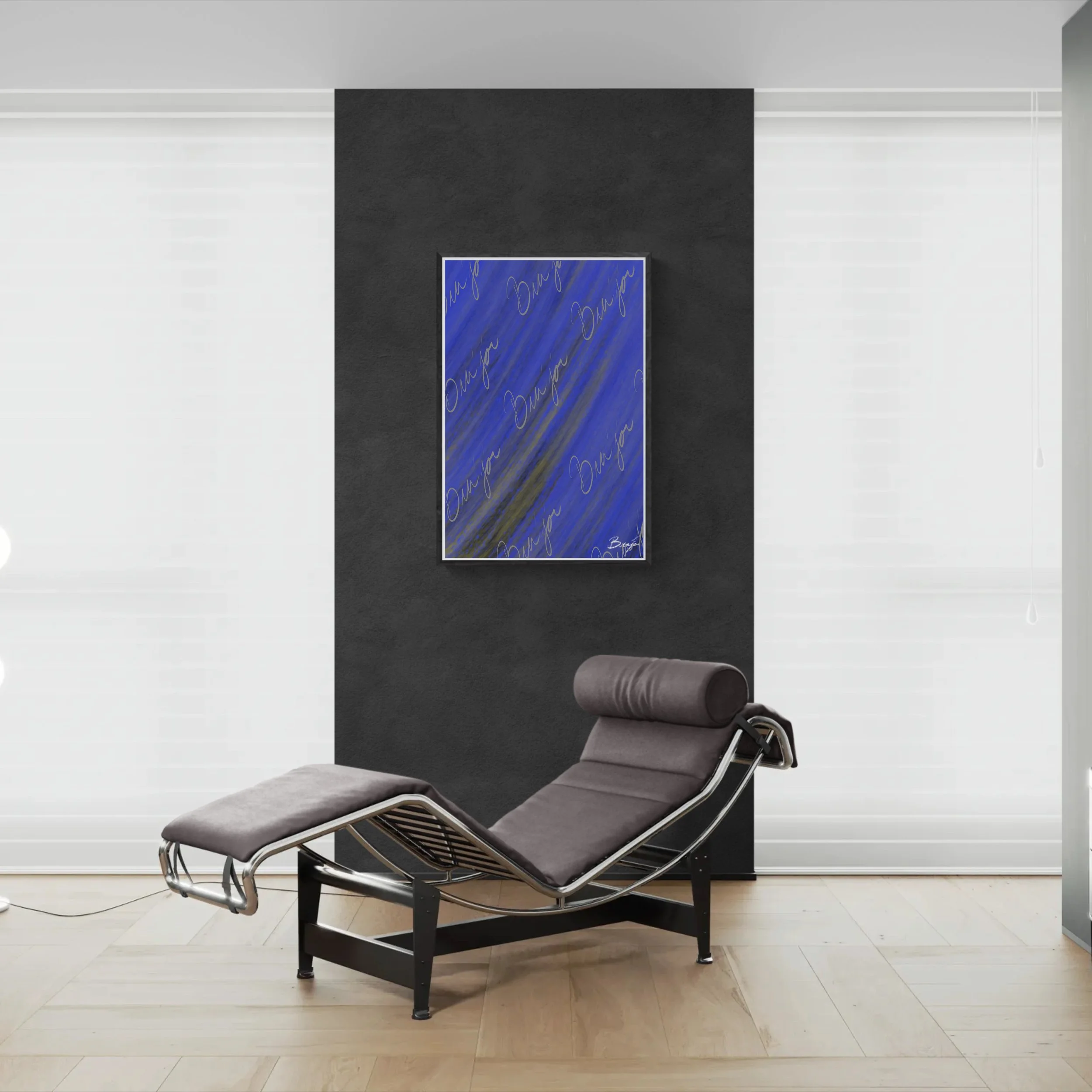 Framed Artwork - Title: Brushstroke Blue