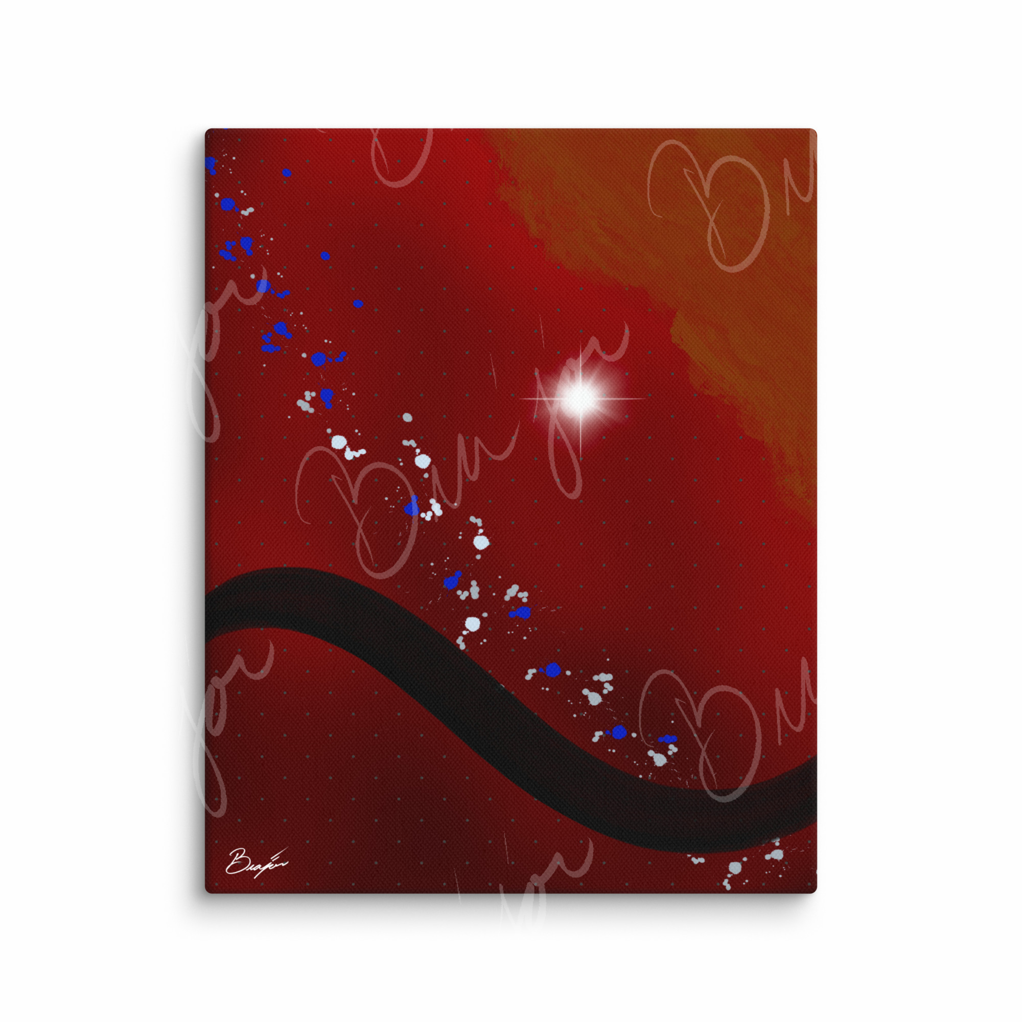 8x10 Canvas Abstract artwork titled Take Your Place designed by the digital abstract artist Bra'jor. Artwork includes the colors Red, Yellow, Orange, Black, Gray, and White