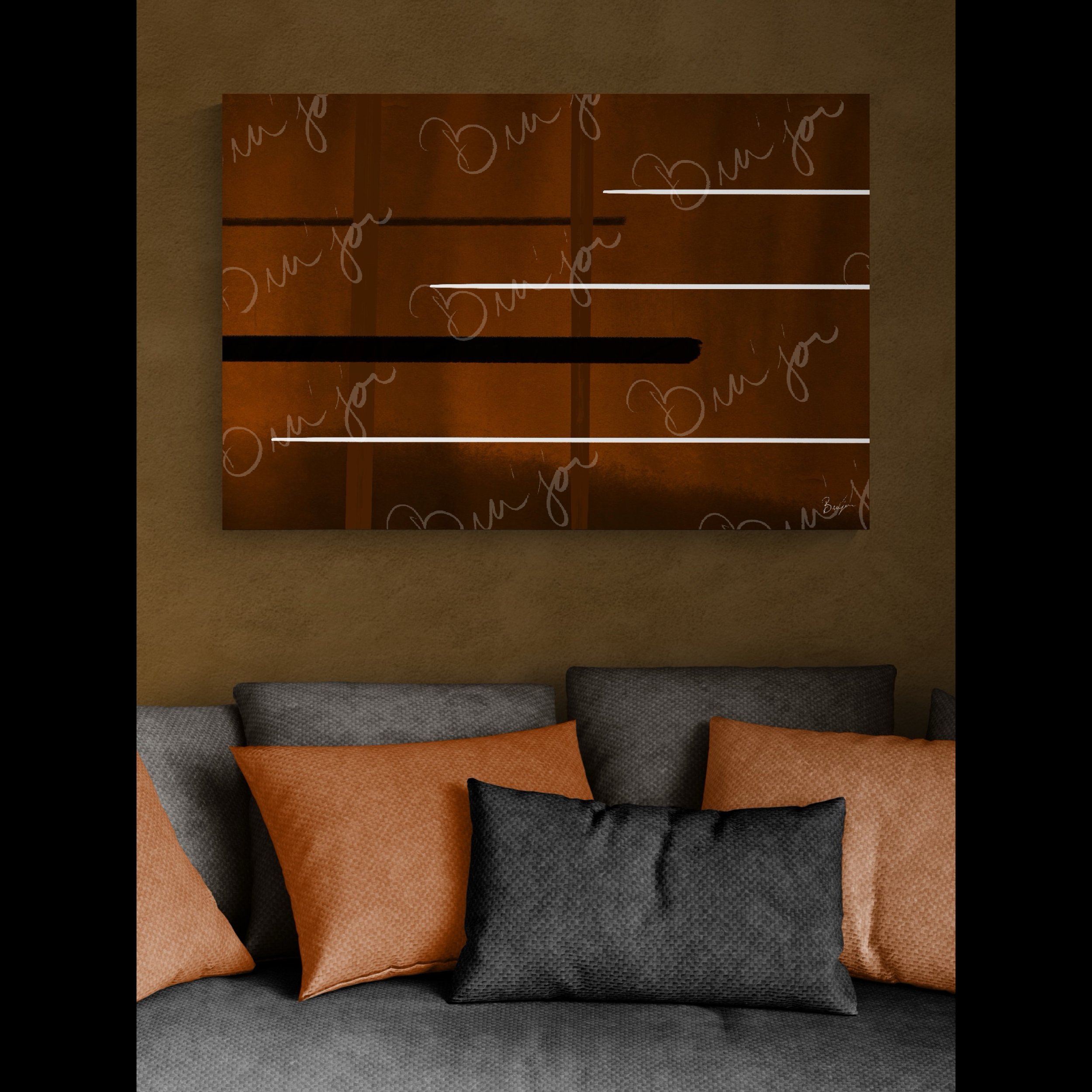 XL Canvas Abstract artwork titled Steps designed by the digital abstract artist Bra'jor. Artwork includes the colors Brown, Black, and White