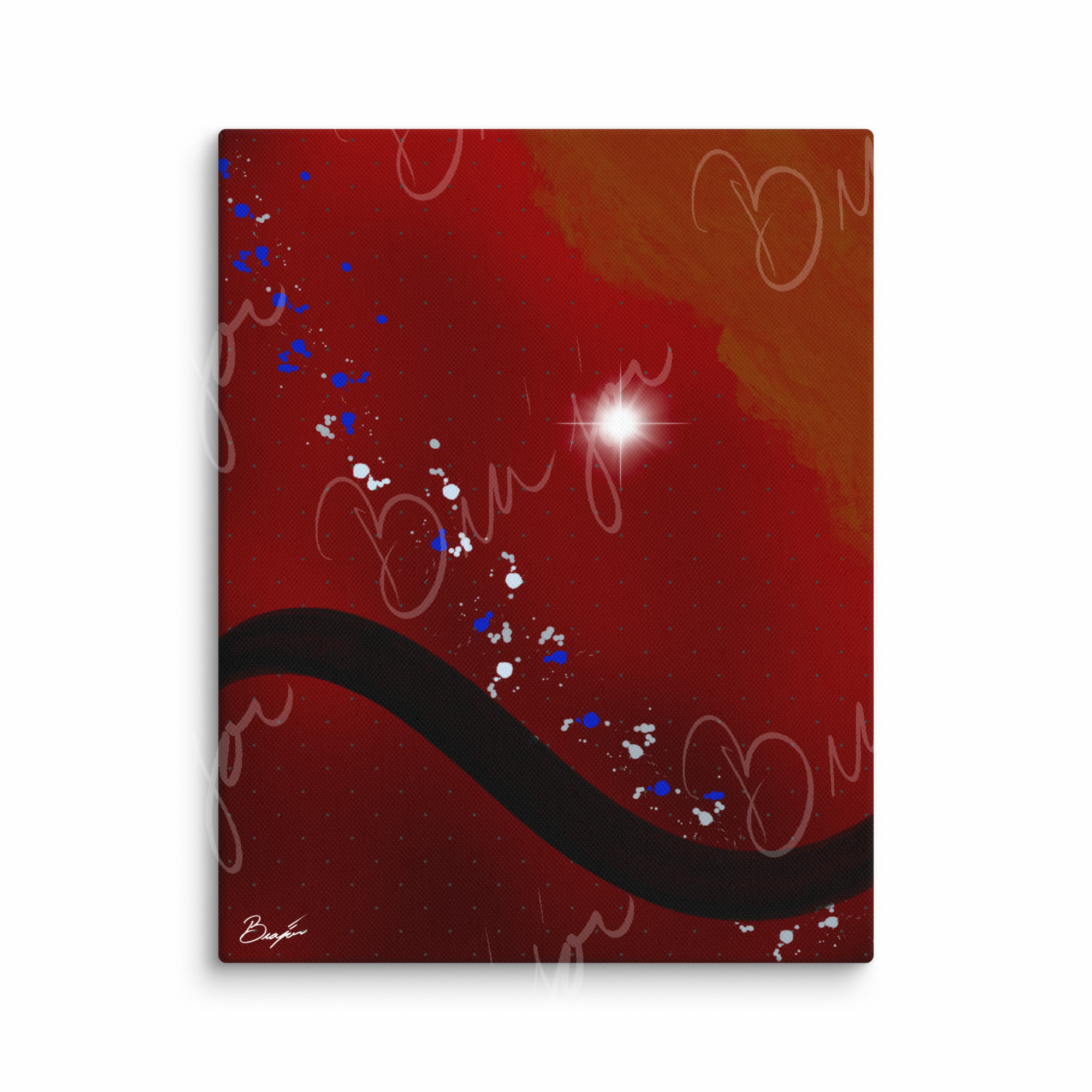 11x14 Canvas Abstract artwork titled Take Your Place designed by the digital abstract artist Bra'jor. Artwork includes the colors Red, Yellow, Orange, Black, Gray, and White