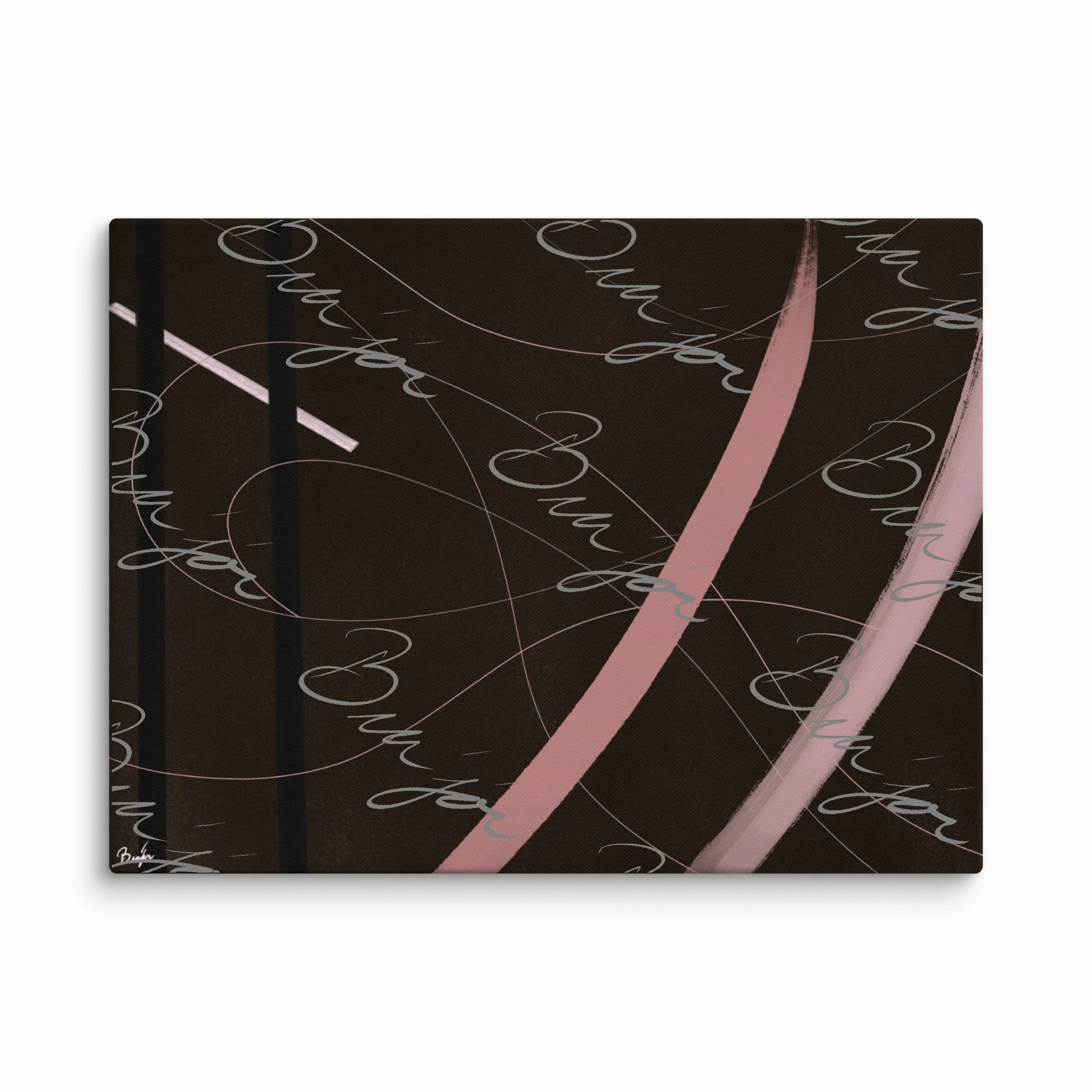30x40 XL Canvas abstract artwork titled Beholder designed by the digital abstract artist Bra'jor. Artwork includes the colors Brown, Pink, Black, and White