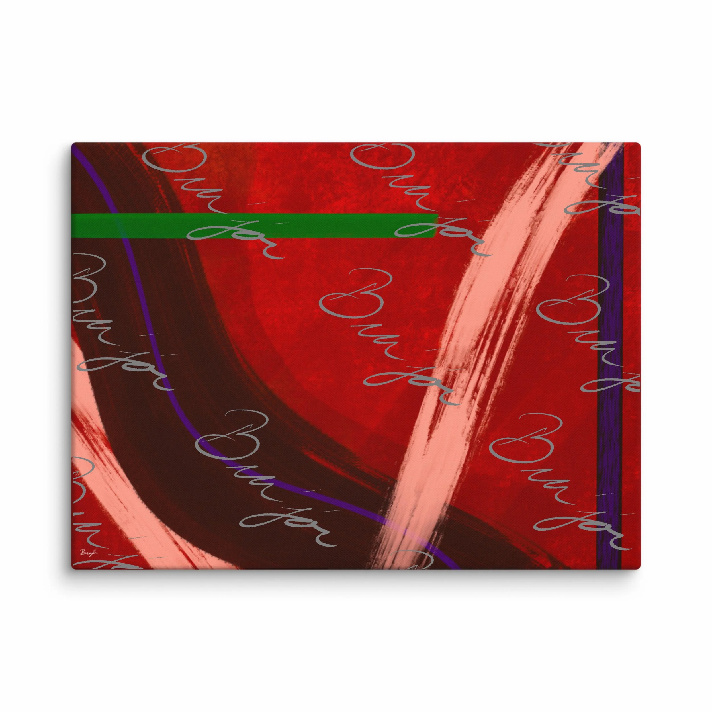 30x40 XL Canvas Abstract artwork titled Feelings designed by the digital abstract artist Bra'jor. Artwork includes the colors Red, Orange, Purple, and Green