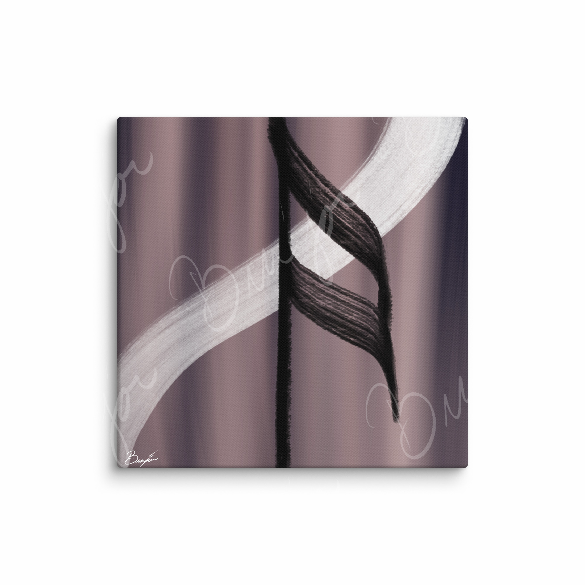 16x16 Canvas Abstract artwork titled A Beat designed by the digital abstract artist Bra'jor. Artwork includes the colors Black, White, Gray, violet, and Mauve