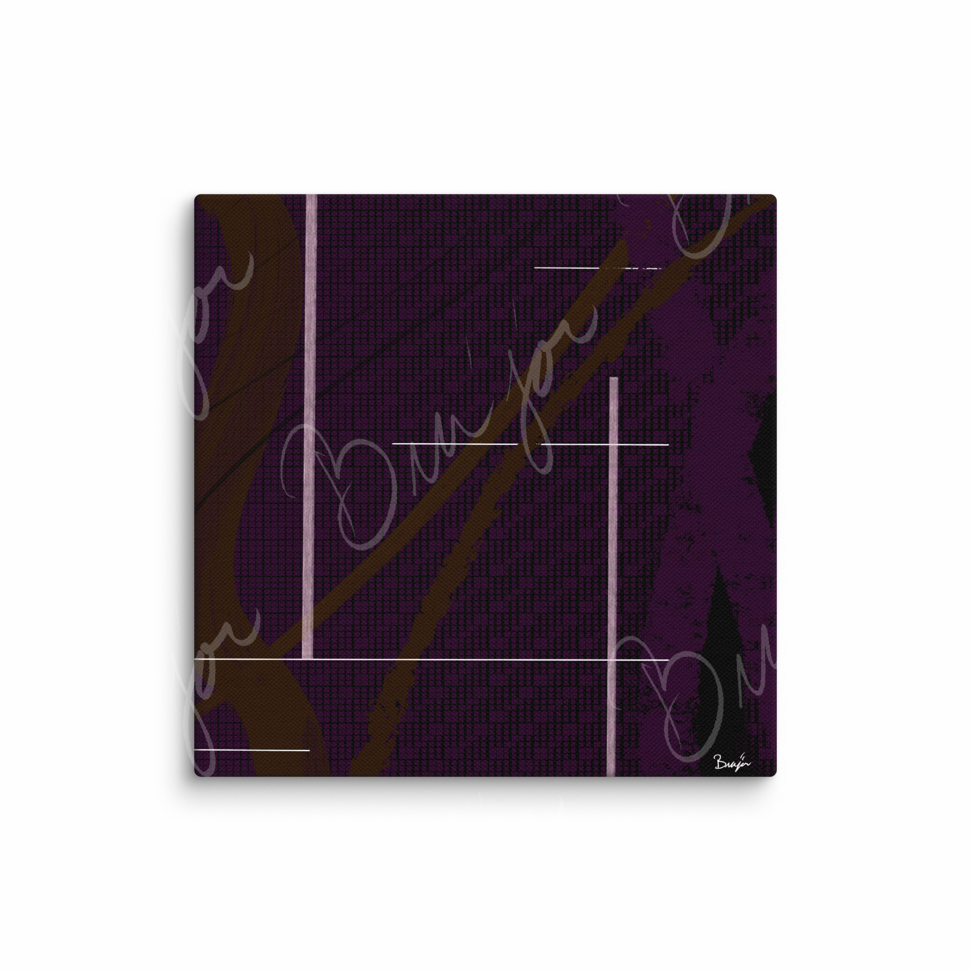 12x12 Canvas Abstract artwork titled Poised designed by the digital abstract artist Bra'jor. Artwork includes the colors Purple, Pink, Blue, and White
