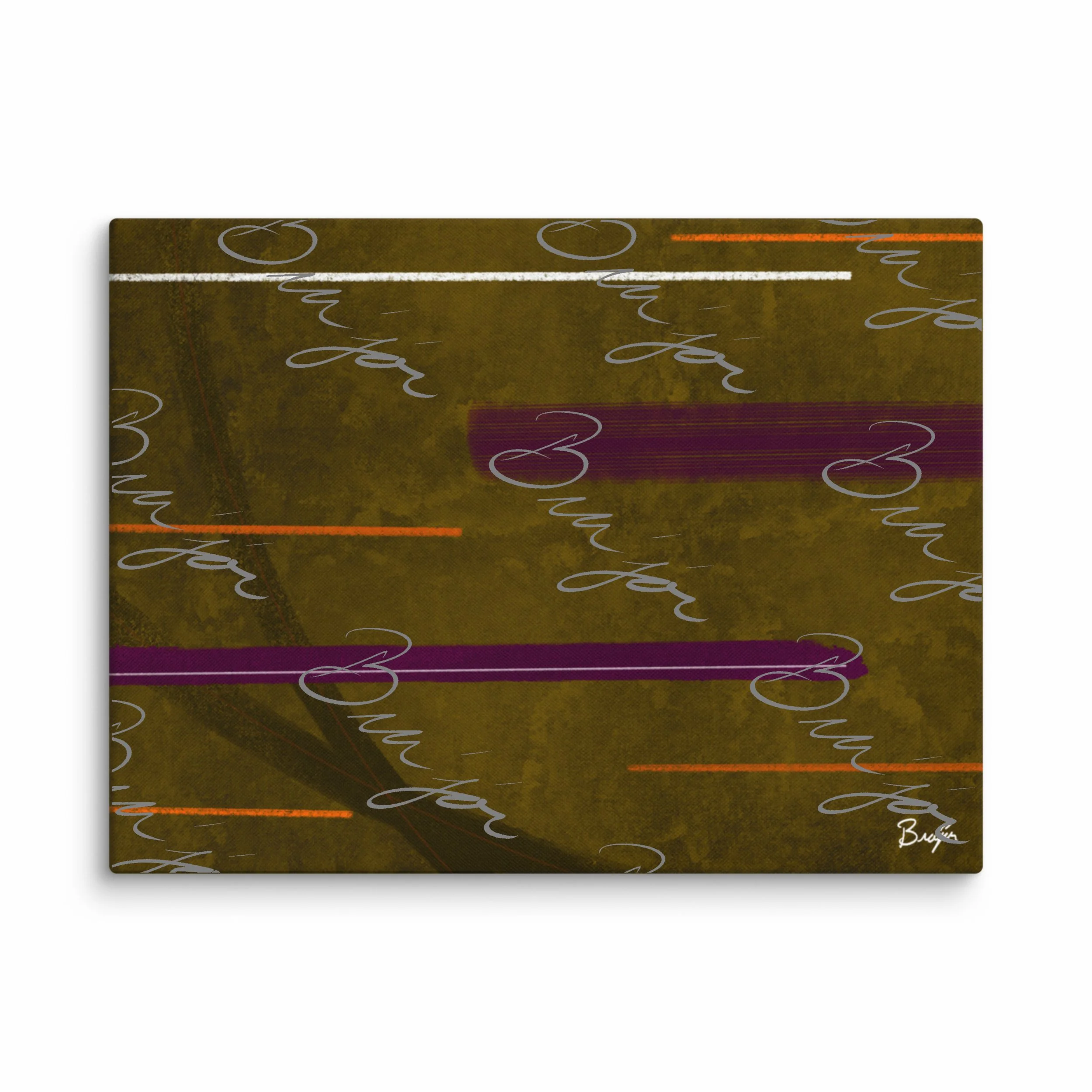 30x40 XL Canvas abstract artwork titled Across designed by the digital abstract artist Bra'jor. Artwork includes the colors Brown, Orange, Purple, Pink, and White