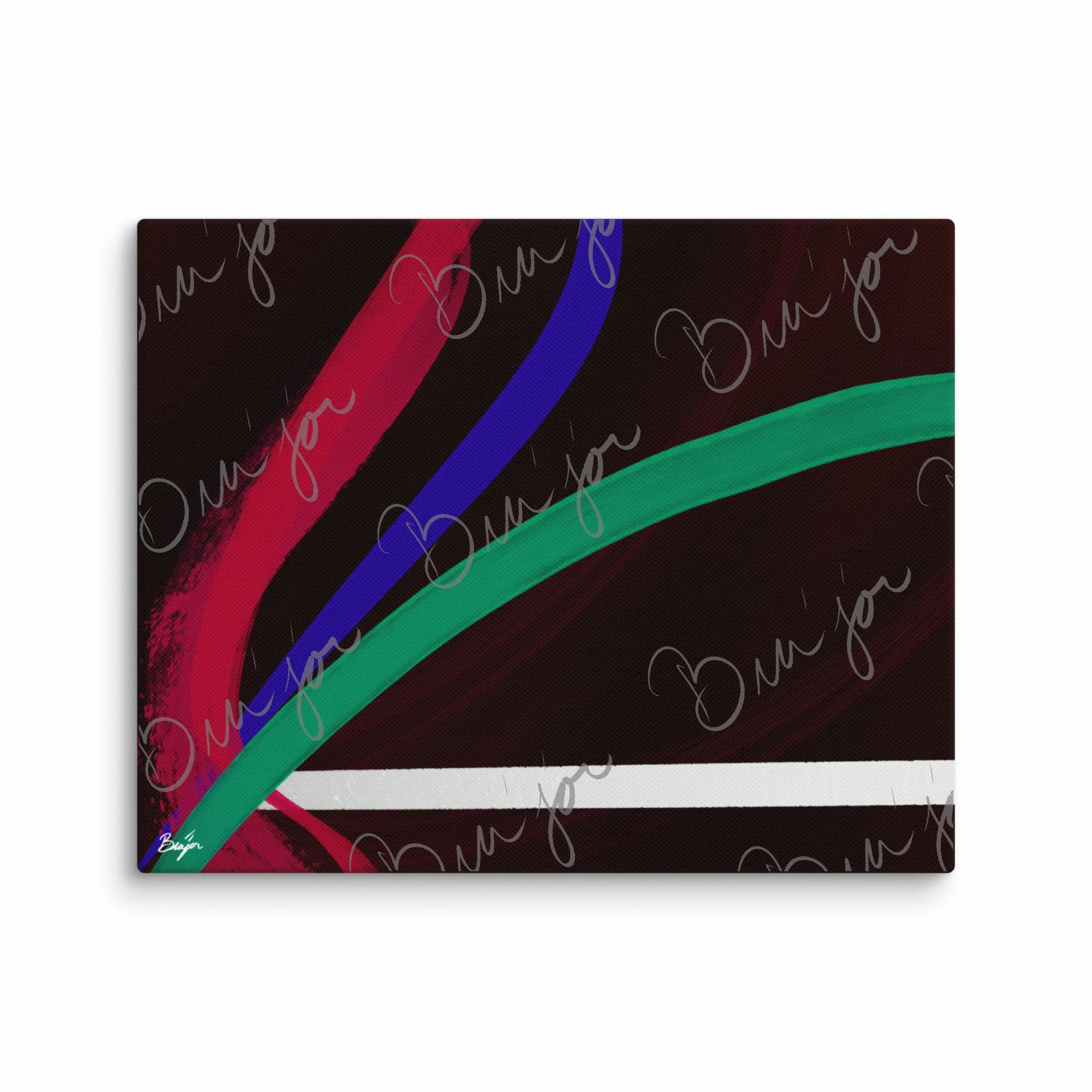 8x10 Canvas Abstract artwork titled Journey designed by the digital abstract artist Bra'jor. Artwork includes the colors Red, White, Green, and Blue