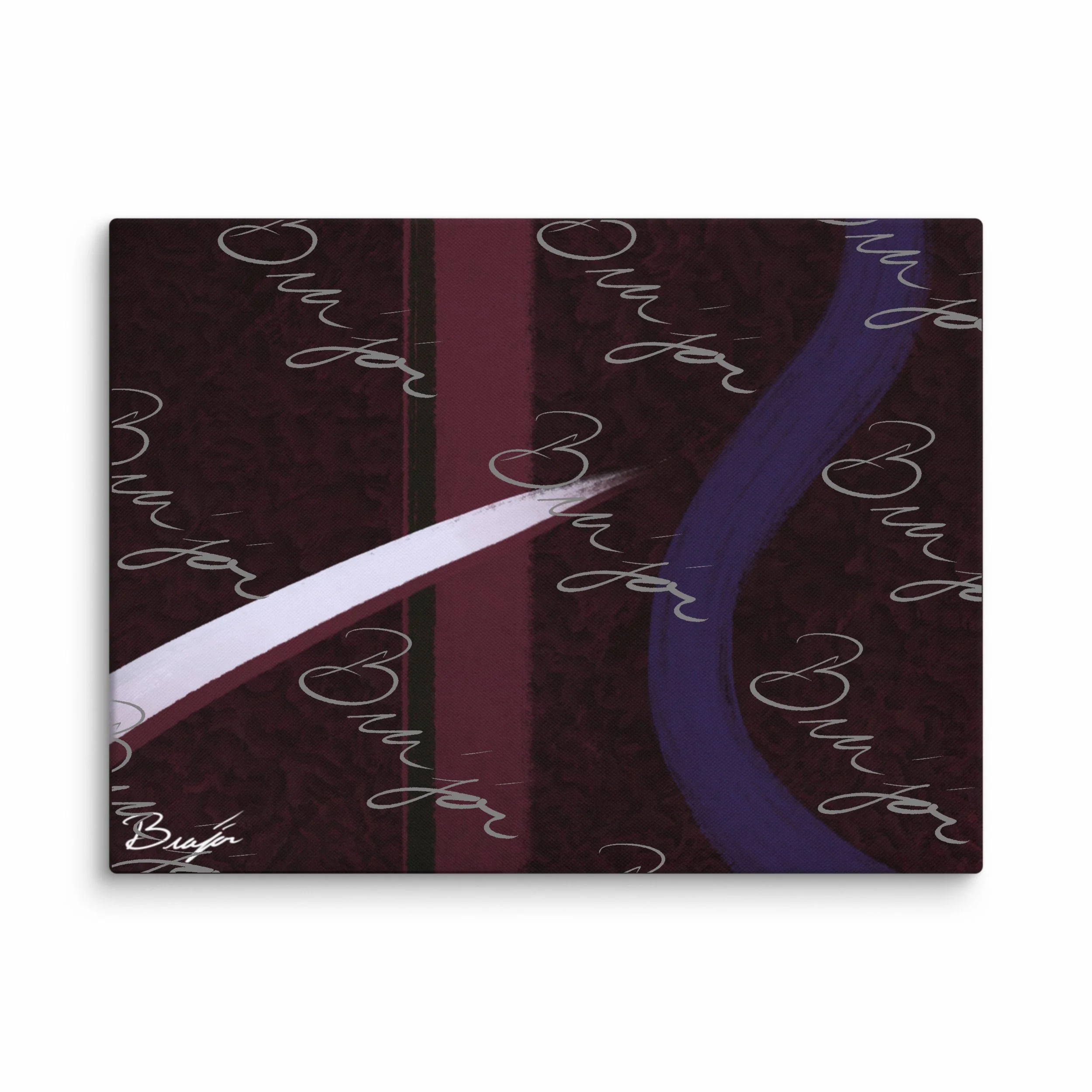 30x40 XL Canvas abstract artwork titled The Walk designed by the digital abstract artist Bra'jor. Artwork includes the colors Maroon, Black, Purple, and White