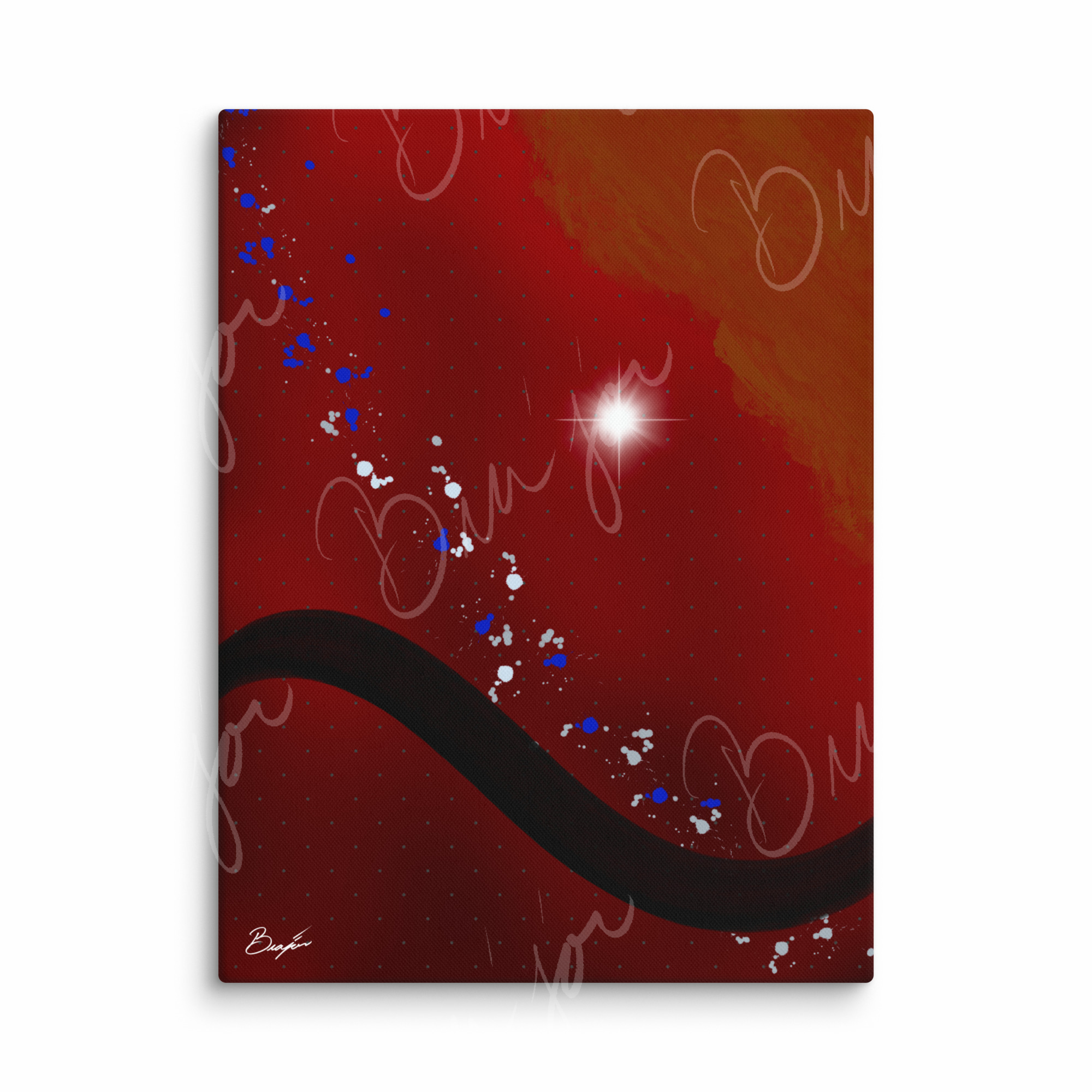 30x40 XL Canvas Abstract artwork titled Take Your Place designed by the digital abstract artist Bra'jor. Artwork includes the colors Red, Yellow, Orange, Black, Gray, and White
