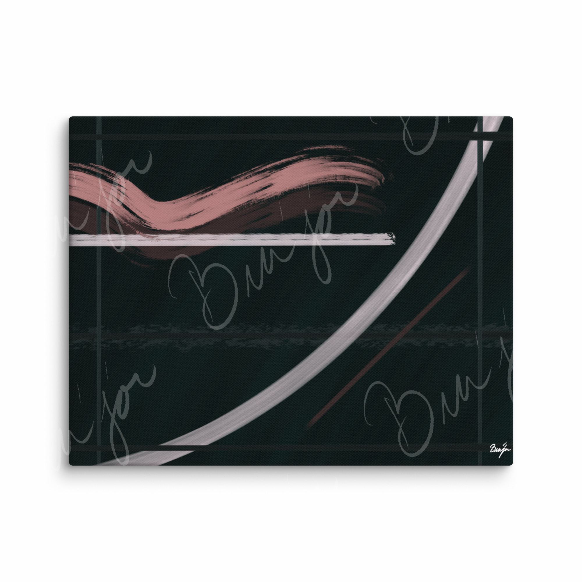 11x14 Canvas Abstract artwork titled Together designed by the digital abstract artist Bra'jor. Artwork includes the colors Brown, Pink, Green, and White