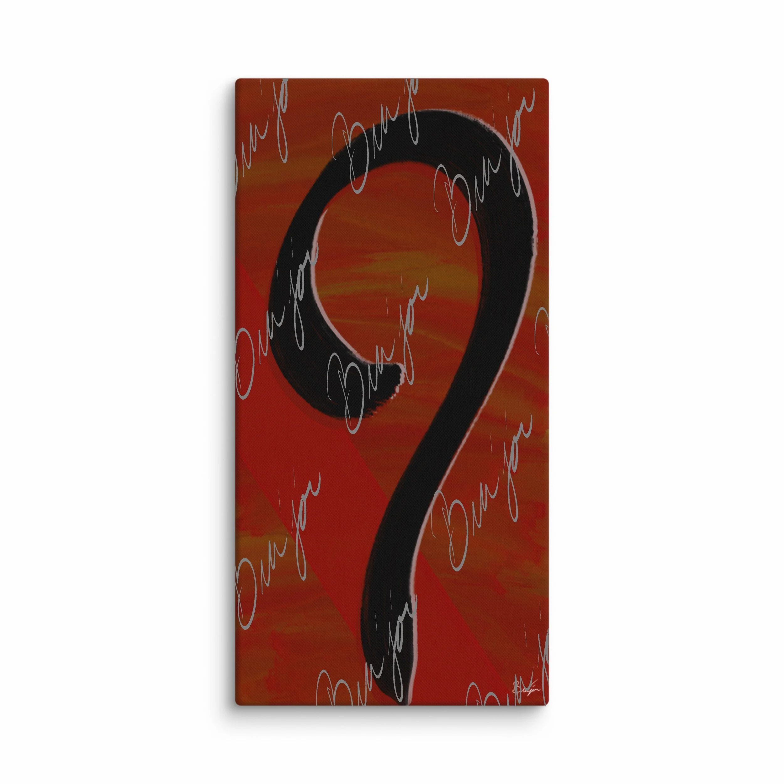 30x60 XL canvas abstract artwork titled Unanswered designed by the digital abstract artist Bra'jor. Artwork includes the colors Red, Orange, Black, White, Yellow, and Pink