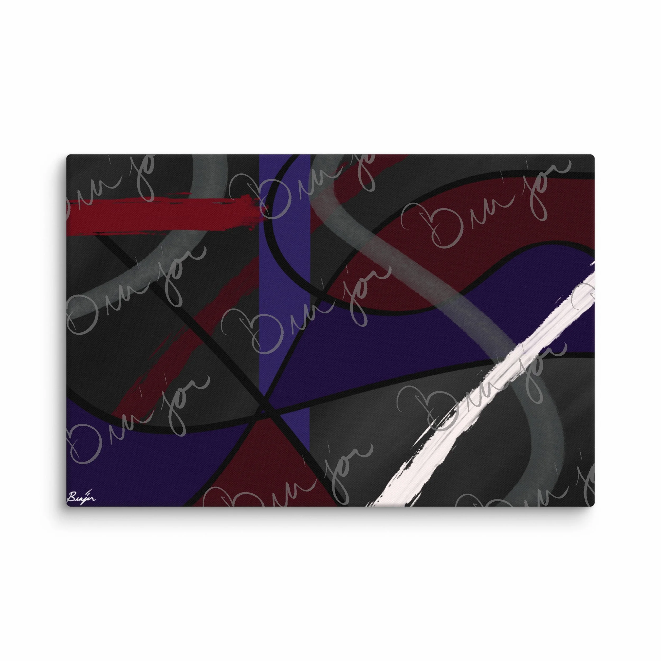 24x36 Canvas Abstract artwork titled Different designed by the digital abstract artist Bra'jor. Artwork includes the colors Purple, Blue, Red, Gray, and Black