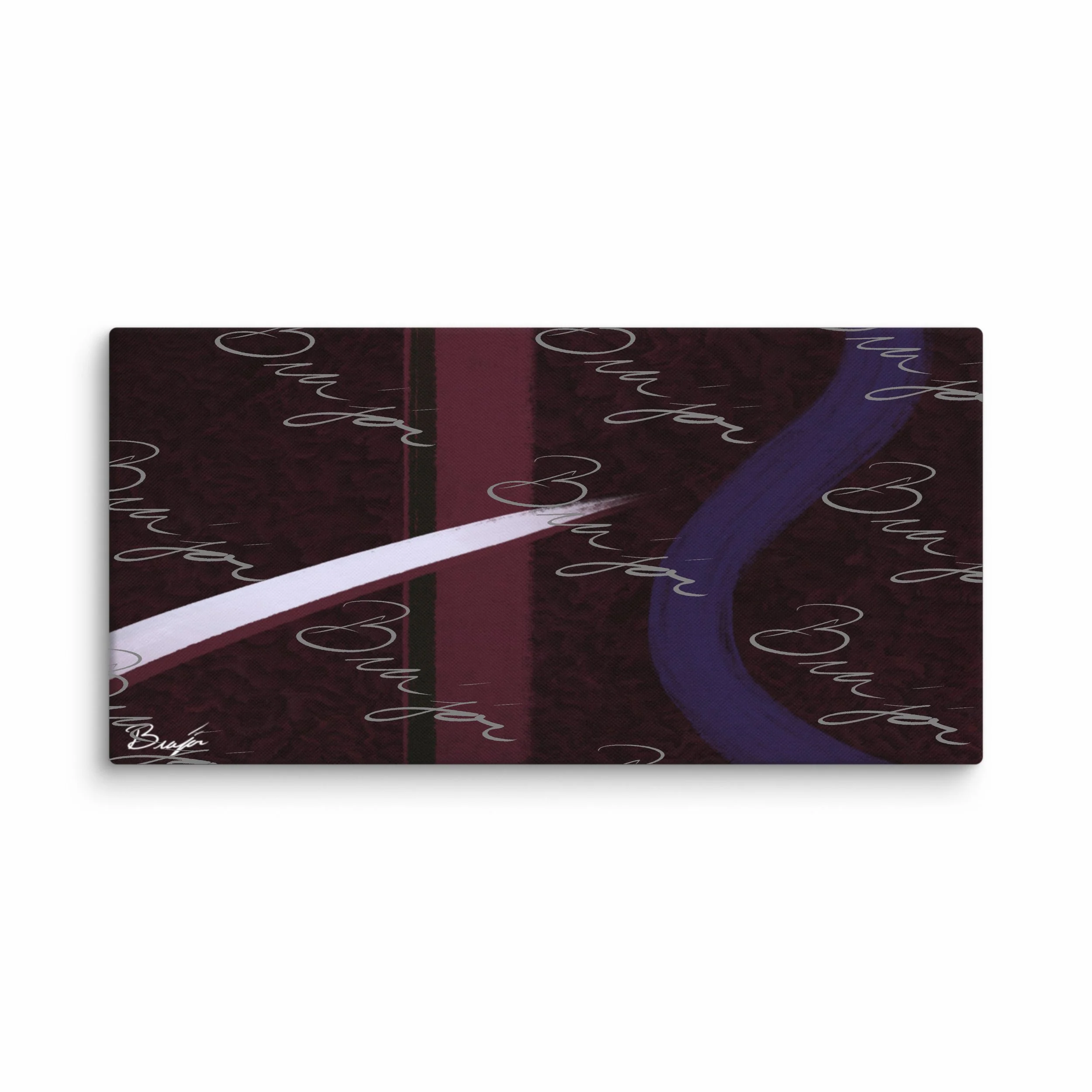 30x60 XL Canvas abstract artwork titled The Walk designed by the digital abstract artist Bra'jor. Artwork includes the colors Maroon, Black, Purple, and White