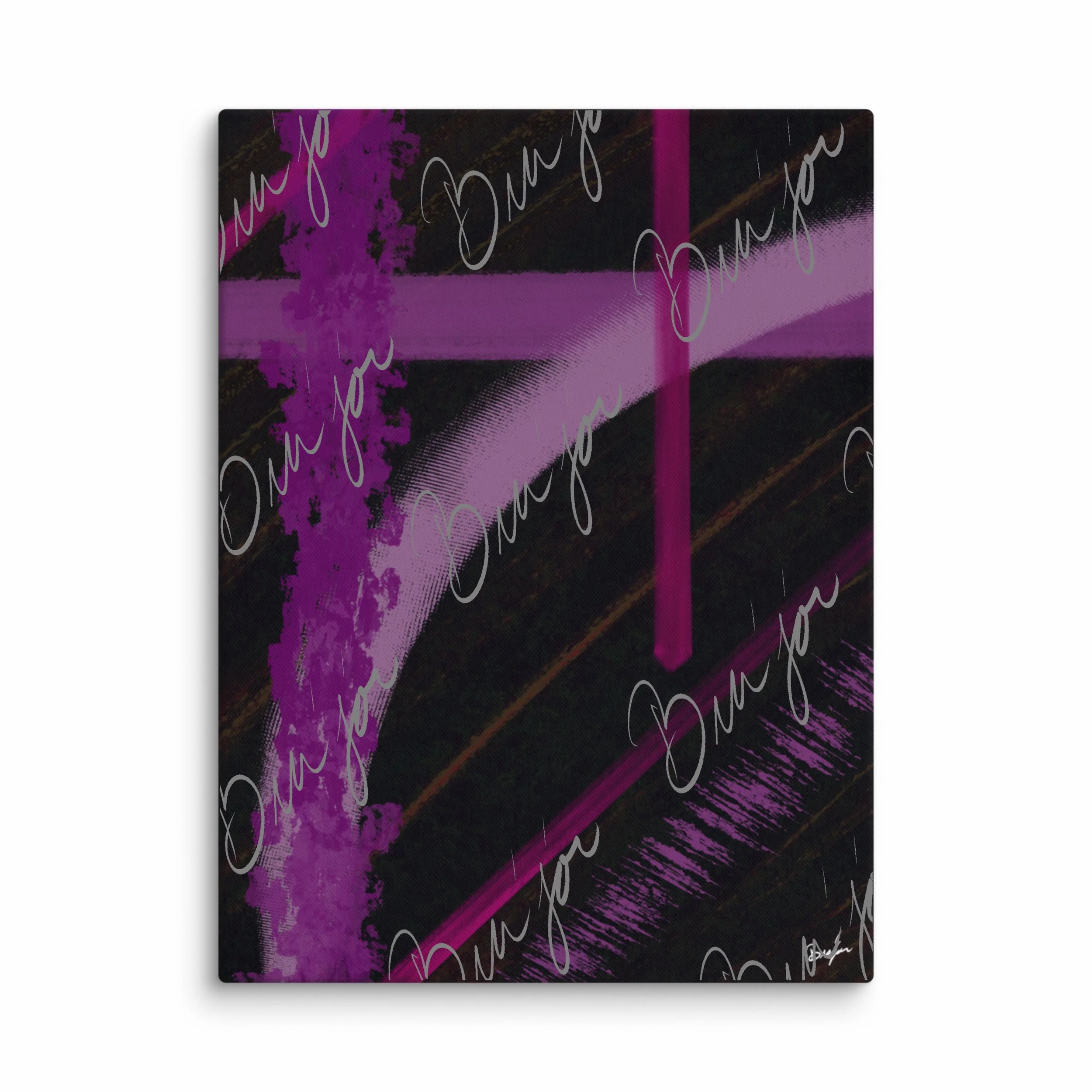30x40 XL abstract canvas artwork titled Be Soft designed by the digital abstract artist Bra'jor. Artwork includes the colors Purple, Lavender, Pink, Orange, and Black