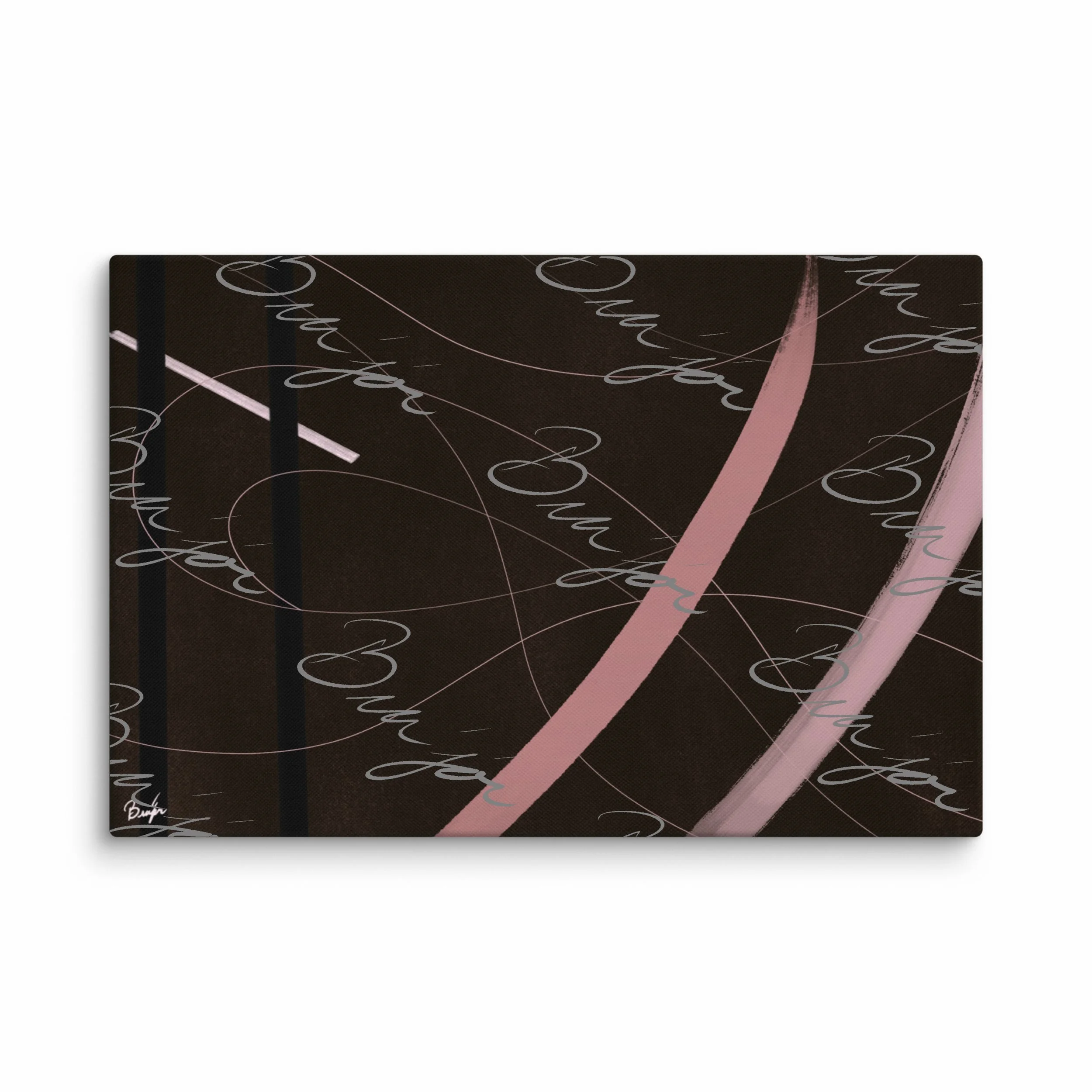 40x60 XL Canvas abstract artwork titled Beholder designed by the digital abstract artist Bra'jor. Artwork includes the colors Brown, Pink, Black, and White