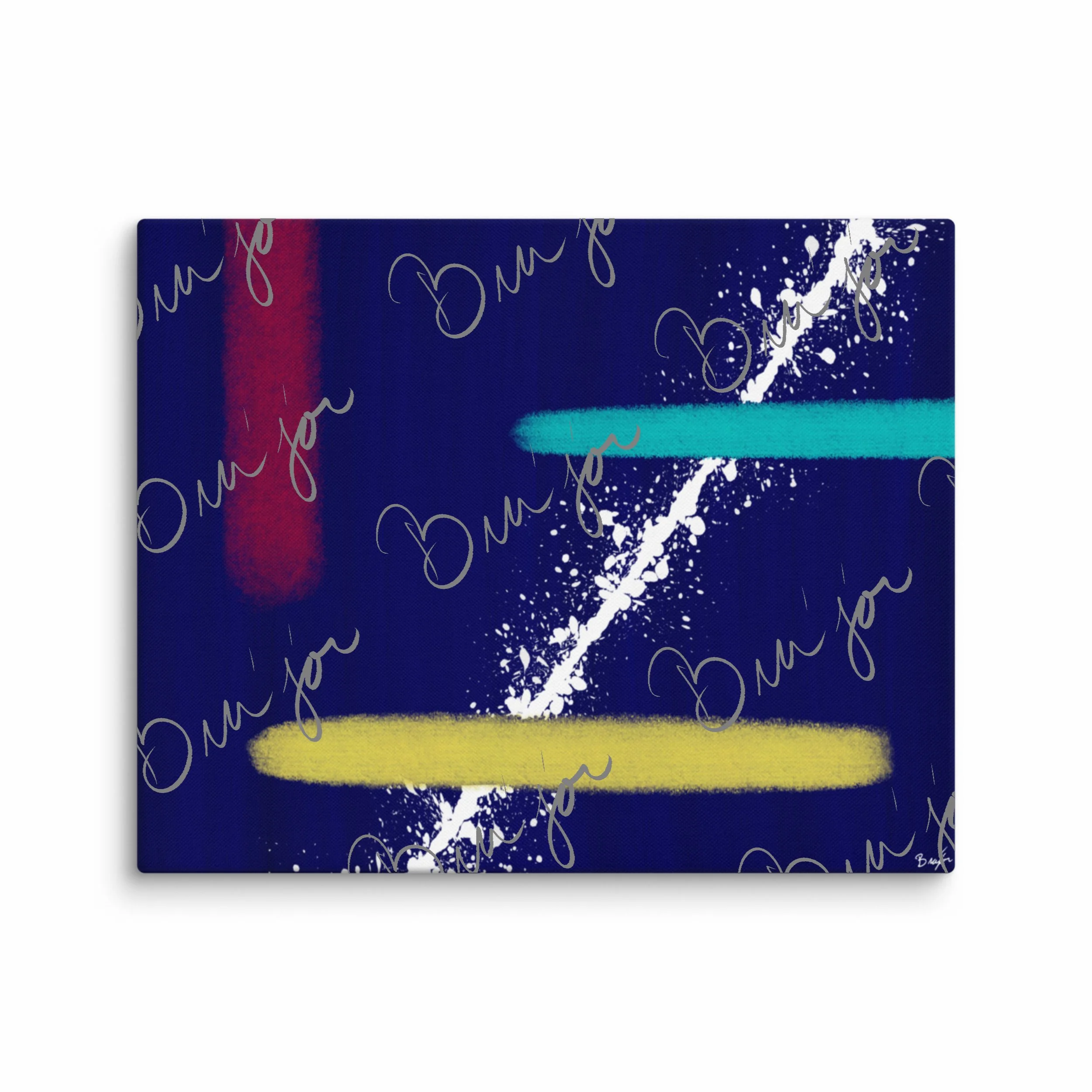 16x20 Canvas abstract artwork titled Act II designed by the digital abstract artist Bra'jor. Artwork includes the colors Blue, Red, Yellow, and White