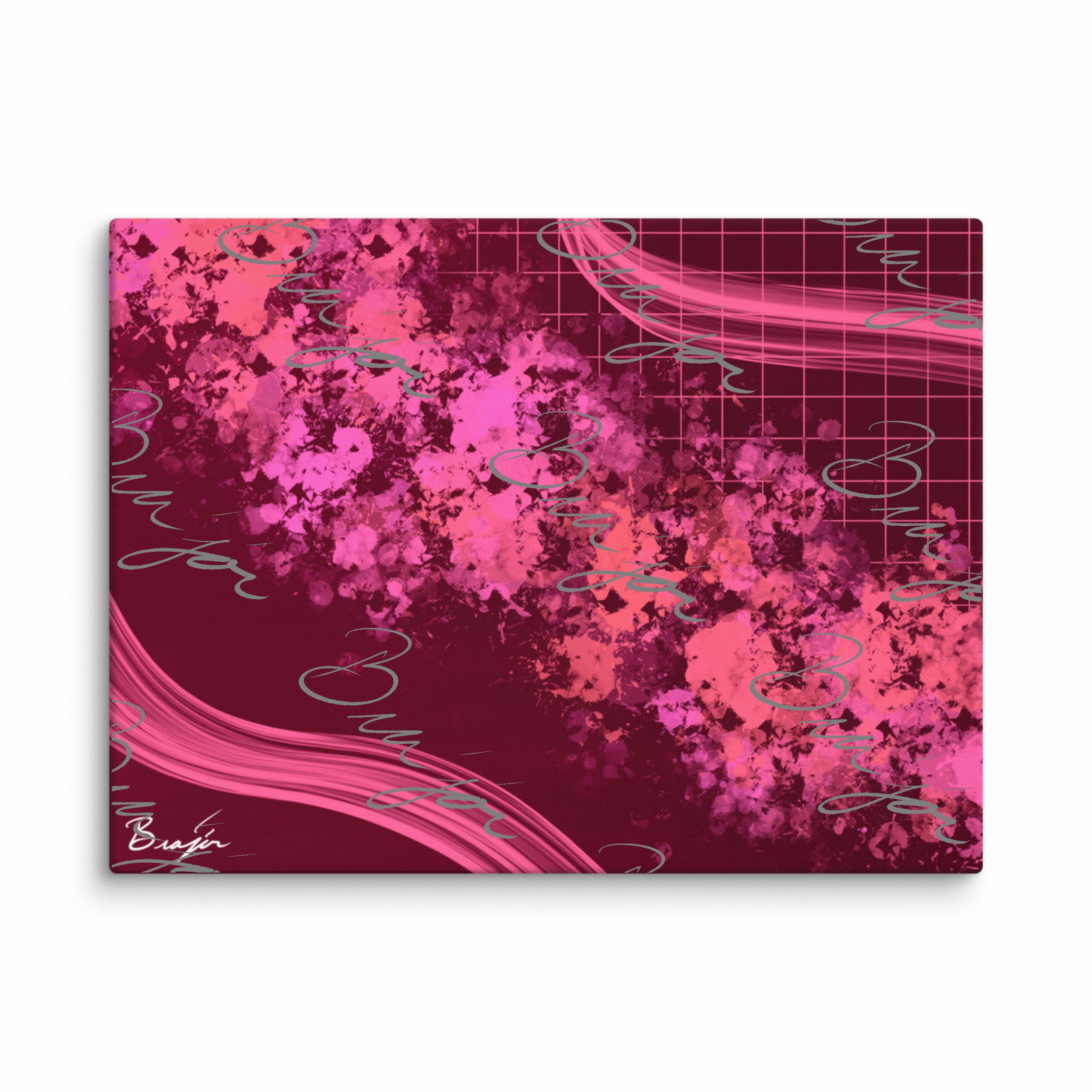 30x40 Abstract canvas artwork titled Soft designed by the digital abstract artist Bra'jor. Artwork includes the colors Purple, Pink, peach, and Orange