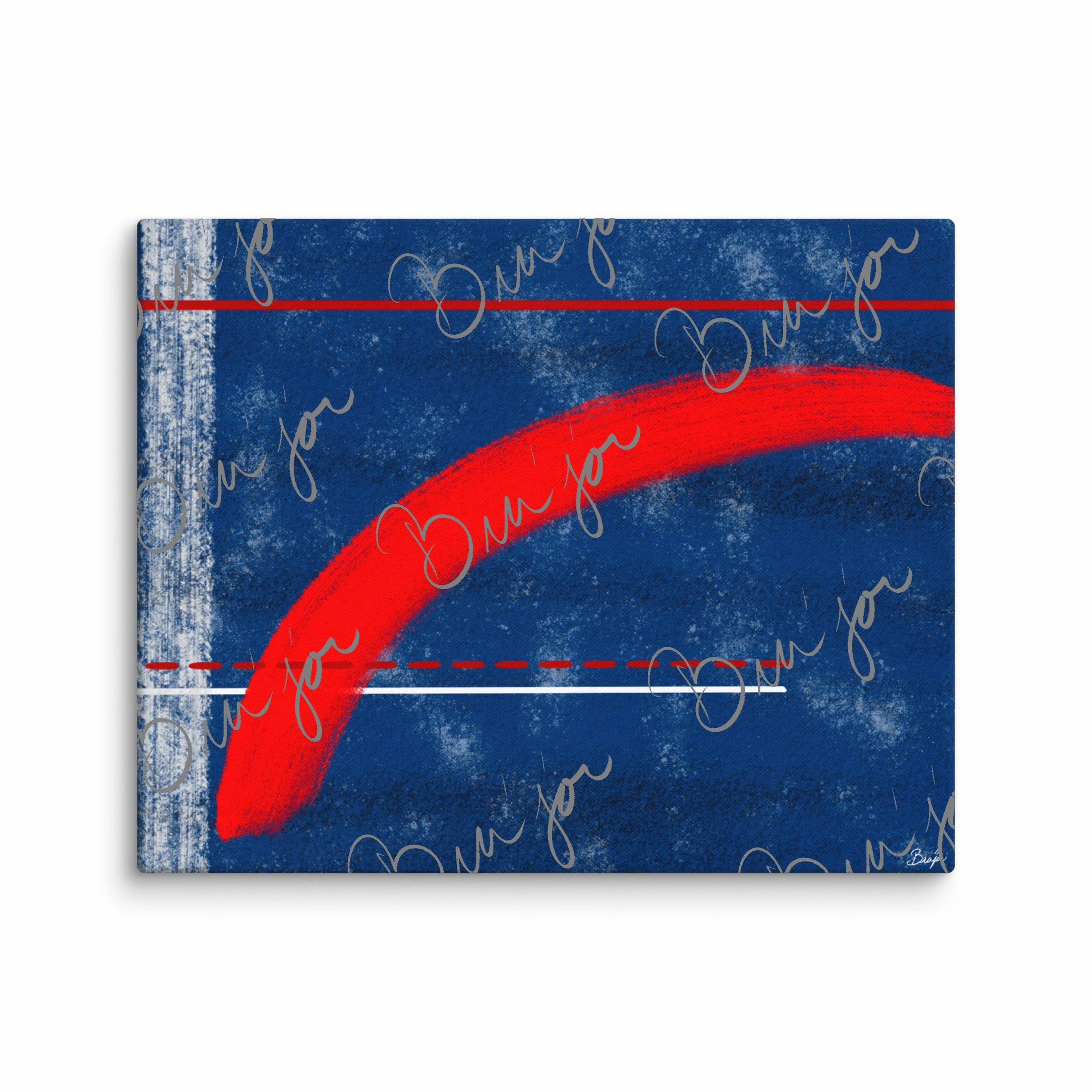 16x20 Canvas abstract artwork titled Be Bold designed by the digital abstract artist Bra'jor. Artwork includes the colors Blue, White, and Red