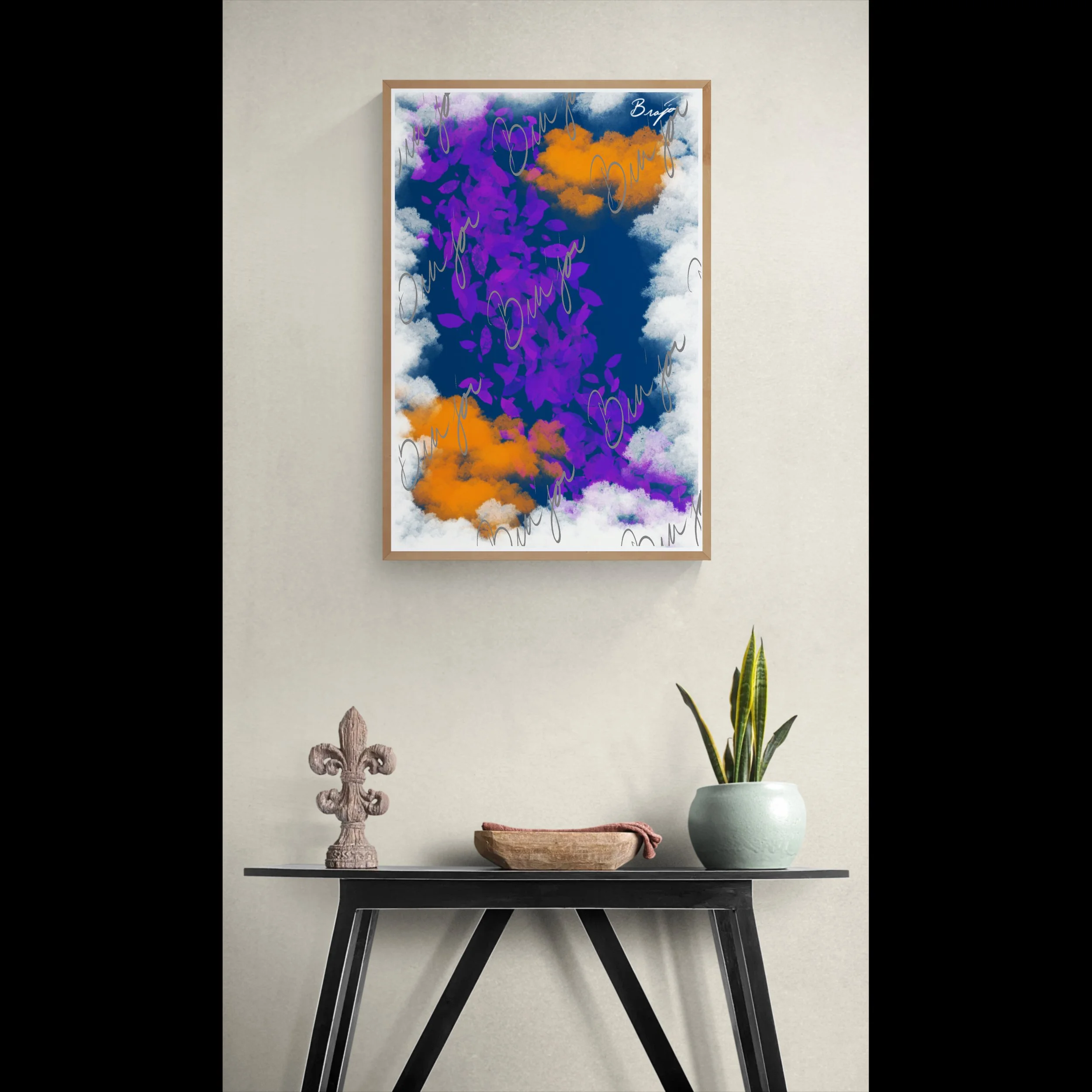 Framed Artwork - Title: Orange Cloud