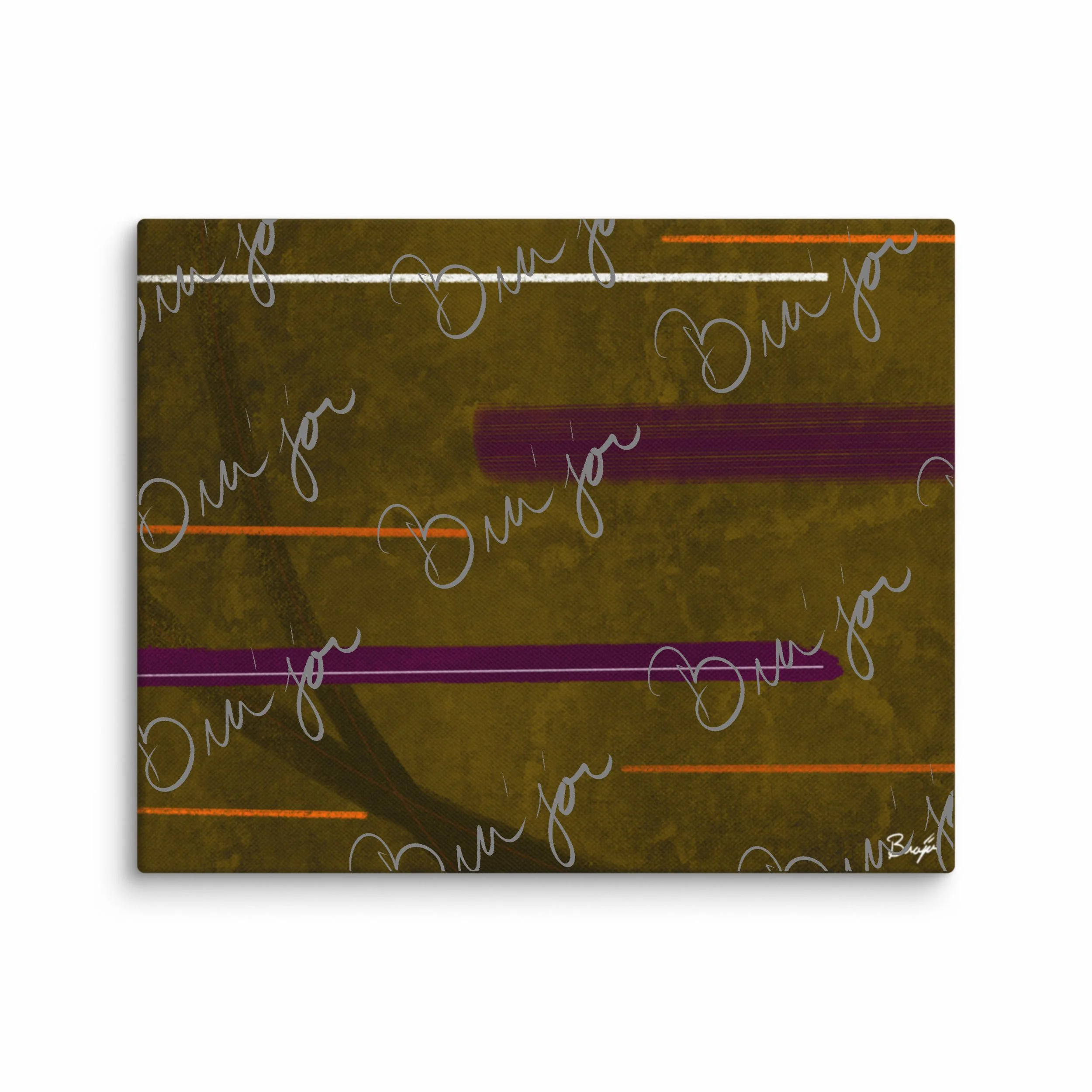8x10 Canvas abstract artwork titled Across designed by the digital abstract artist Bra'jor. Artwork includes the colors Brown, Orange, Purple, Pink, and White
