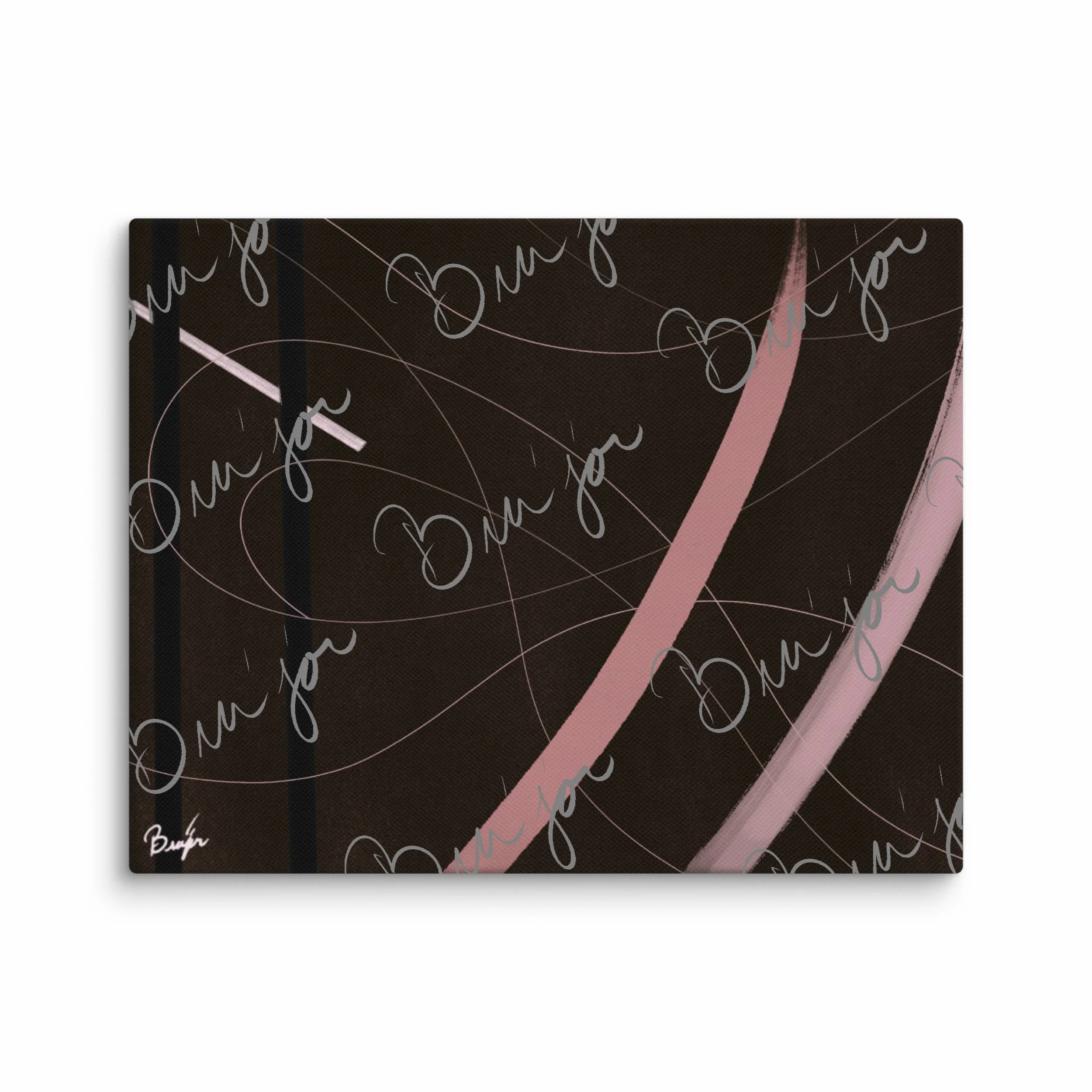 11x14 Canvas abstract artwork titled Beholder designed by the digital abstract artist Bra'jor. Artwork includes the colors Brown, Pink, Black, and White