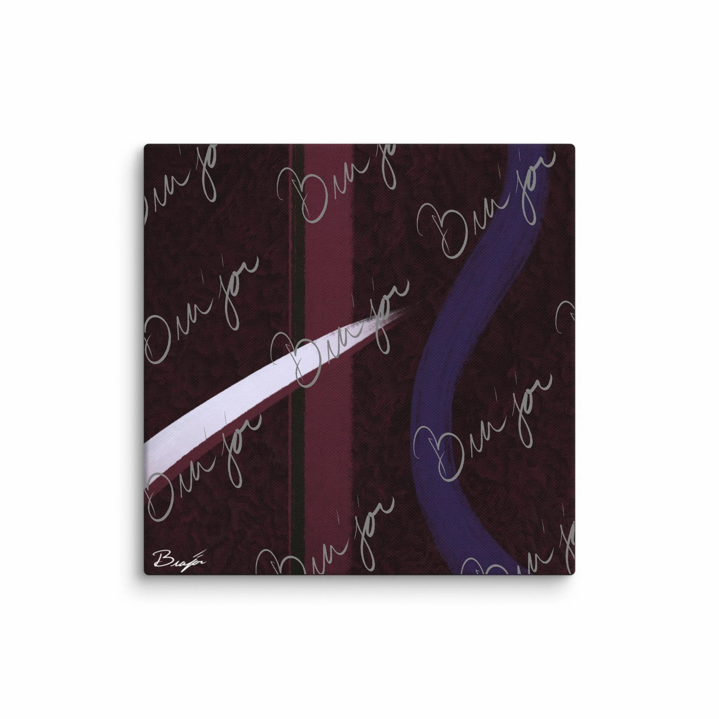 12x12 Canvas abstract artwork titled The Walk designed by the digital abstract artist Bra'jor. Artwork includes the colors Maroon, Black, Purple, and White