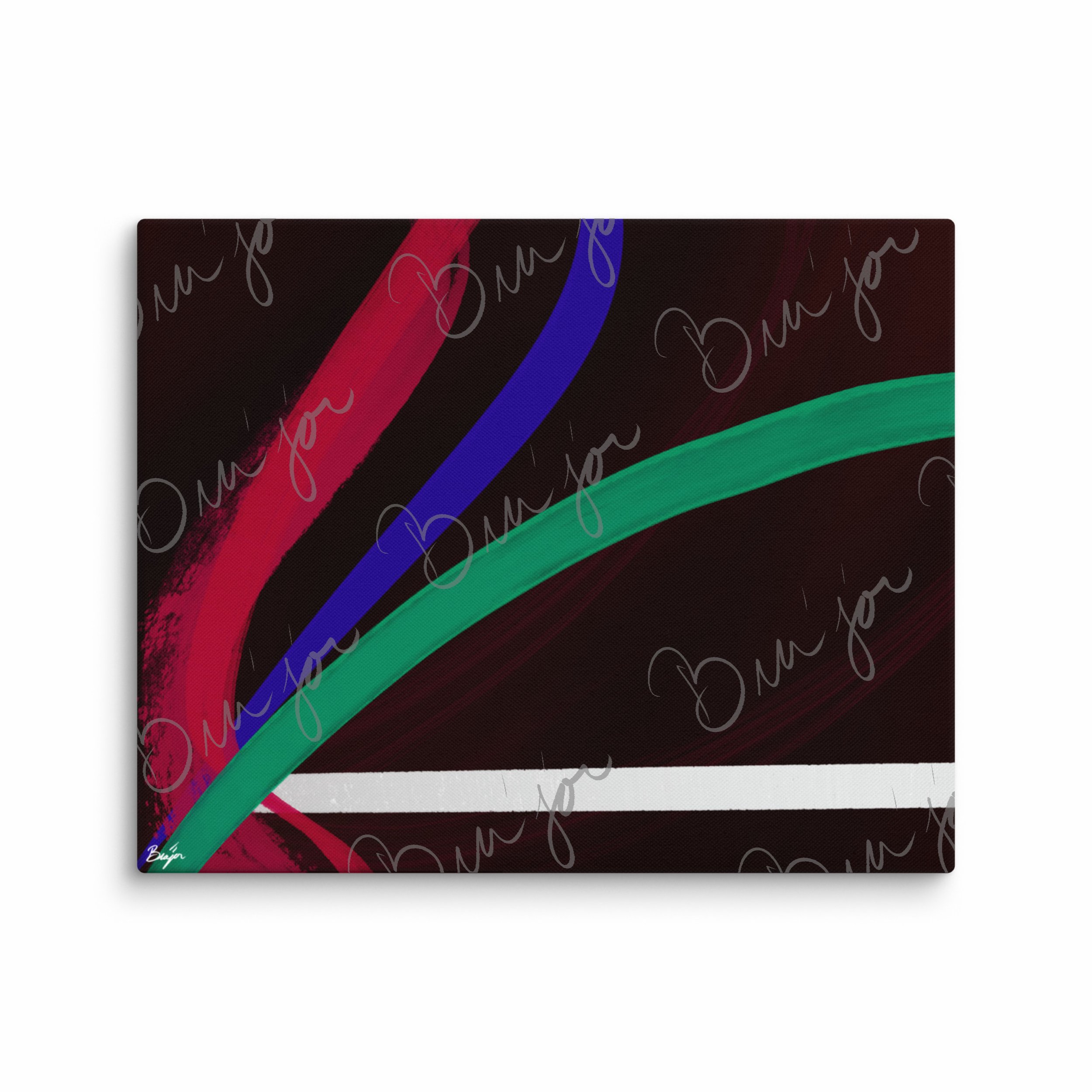 16x20 Canvas Abstract artwork titled Journey designed by the digital abstract artist Bra'jor. Artwork includes the colors Red, White, Green, and Blue