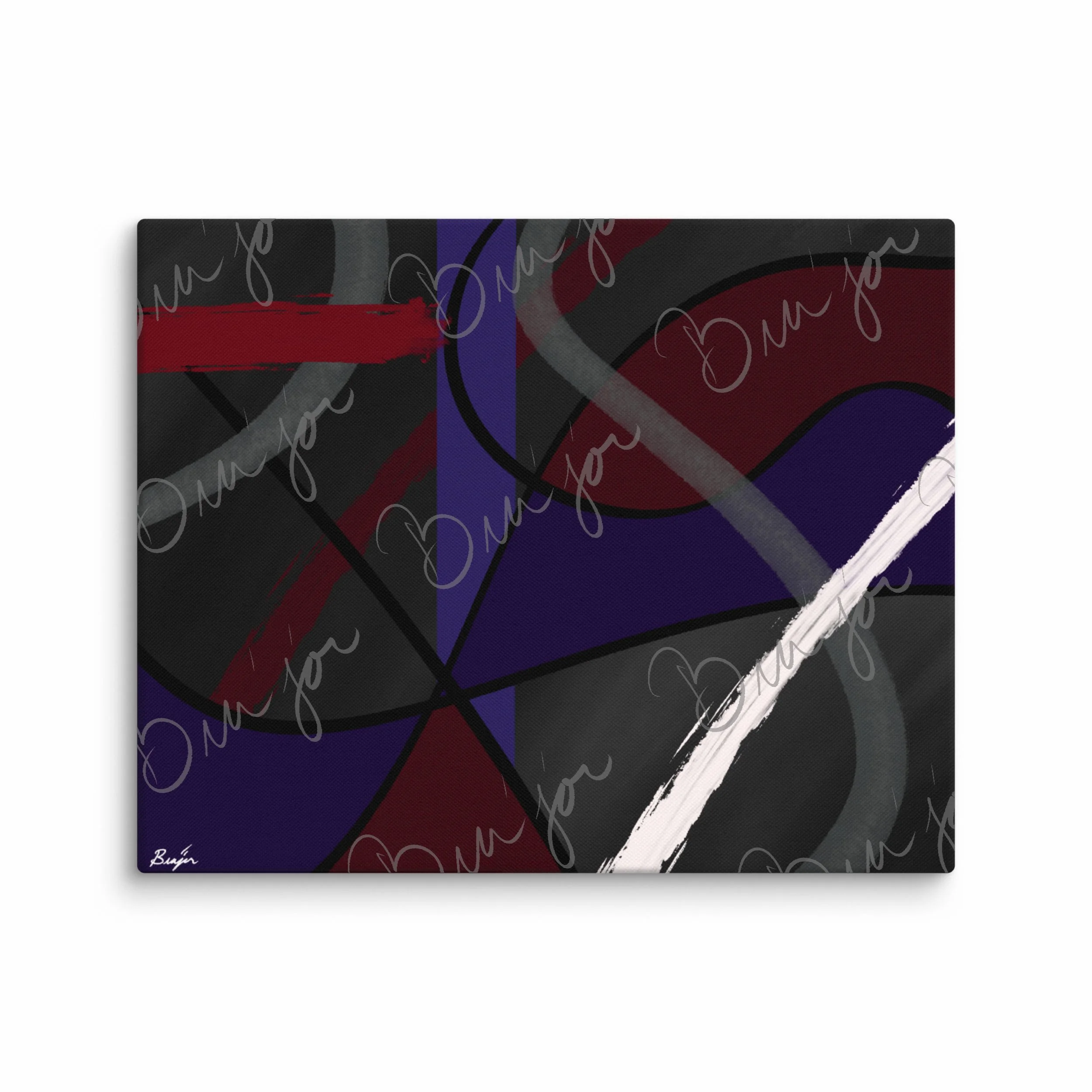 16x20 Canvas Abstract artwork titled Different designed by the digital abstract artist Bra'jor. Artwork includes the colors Purple, Blue, Red, Gray, and Black