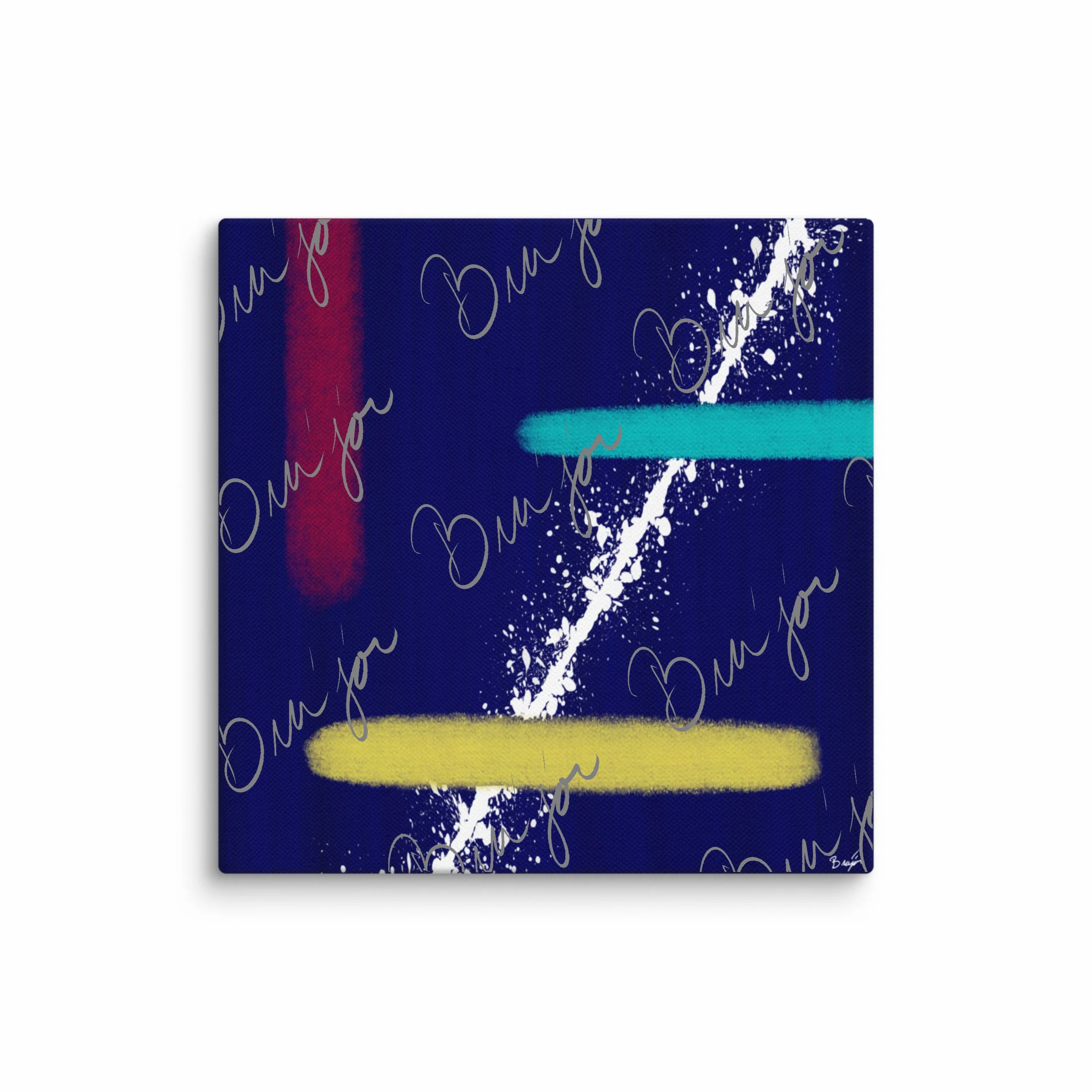 12x12 Canvas abstract artwork titled Act II designed by the digital abstract artist Bra'jor. Artwork includes the colors Blue, Red, Yellow, and White