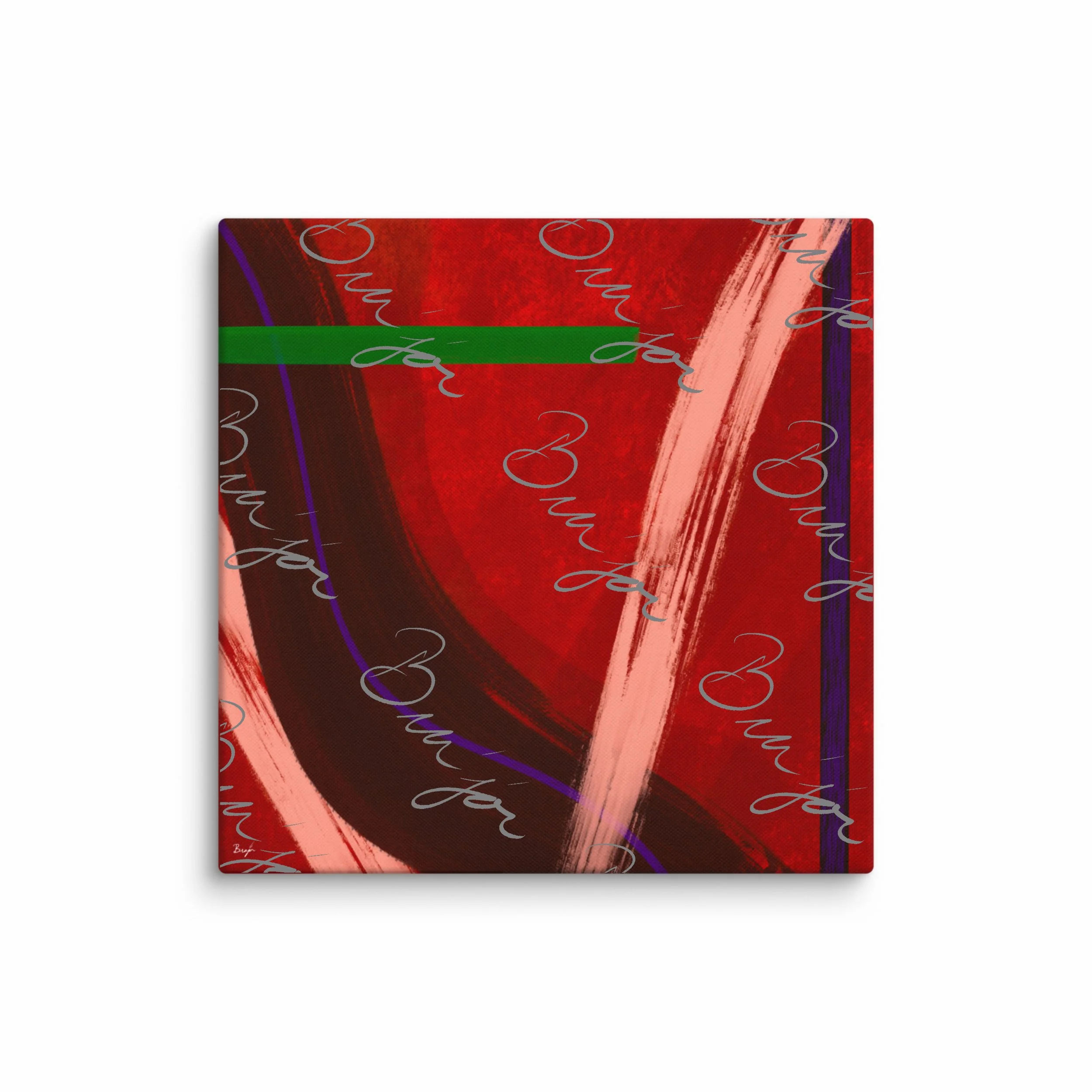 37x37 XL Canvas Abstract artwork titled Feelings designed by the digital abstract artist Bra'jor. Artwork includes the colors Red, Orange, Purple, and Green