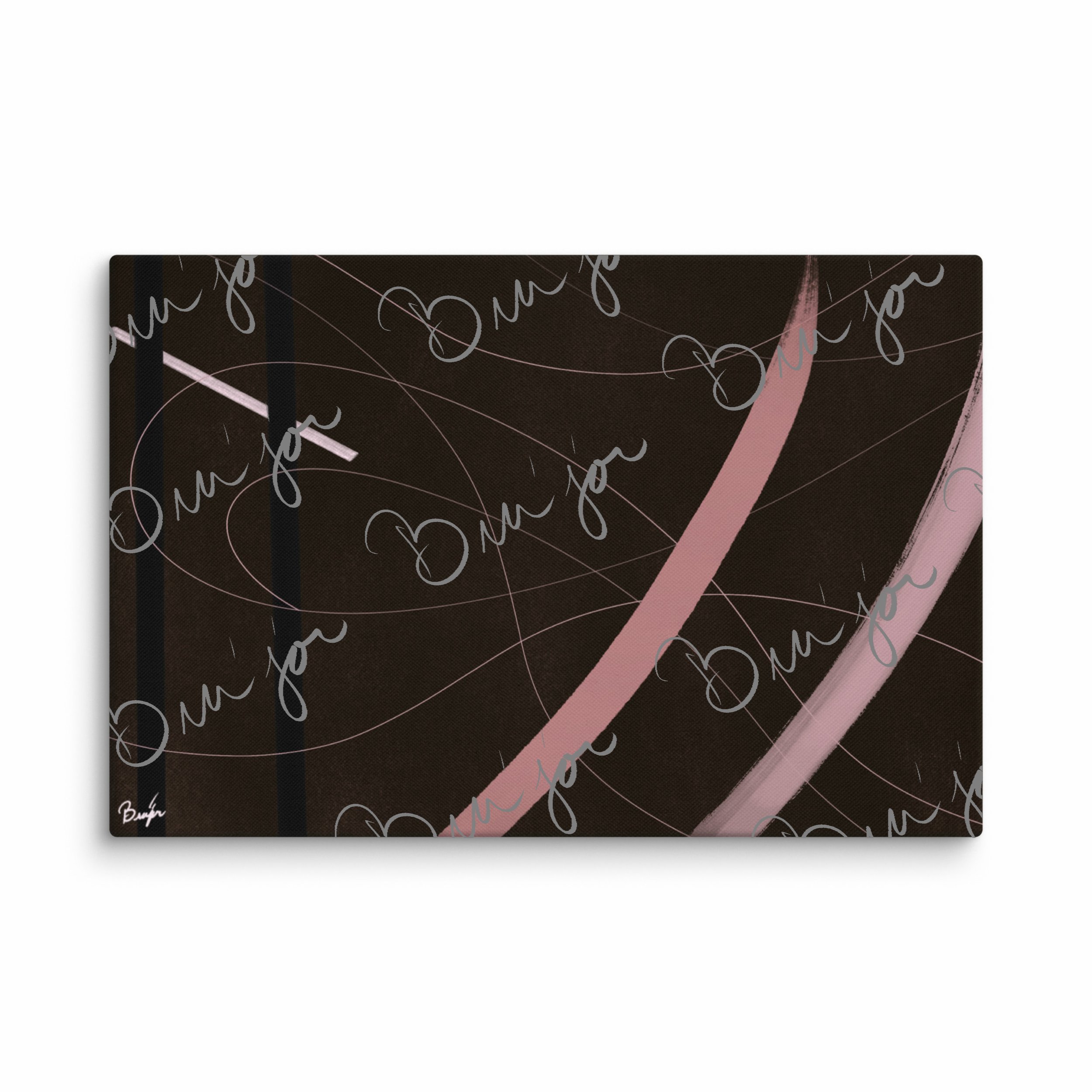 24x36 Canvas abstract artwork titled Beholder designed by the digital abstract artist Bra'jor. Artwork includes the colors Brown, Pink, Black, and White