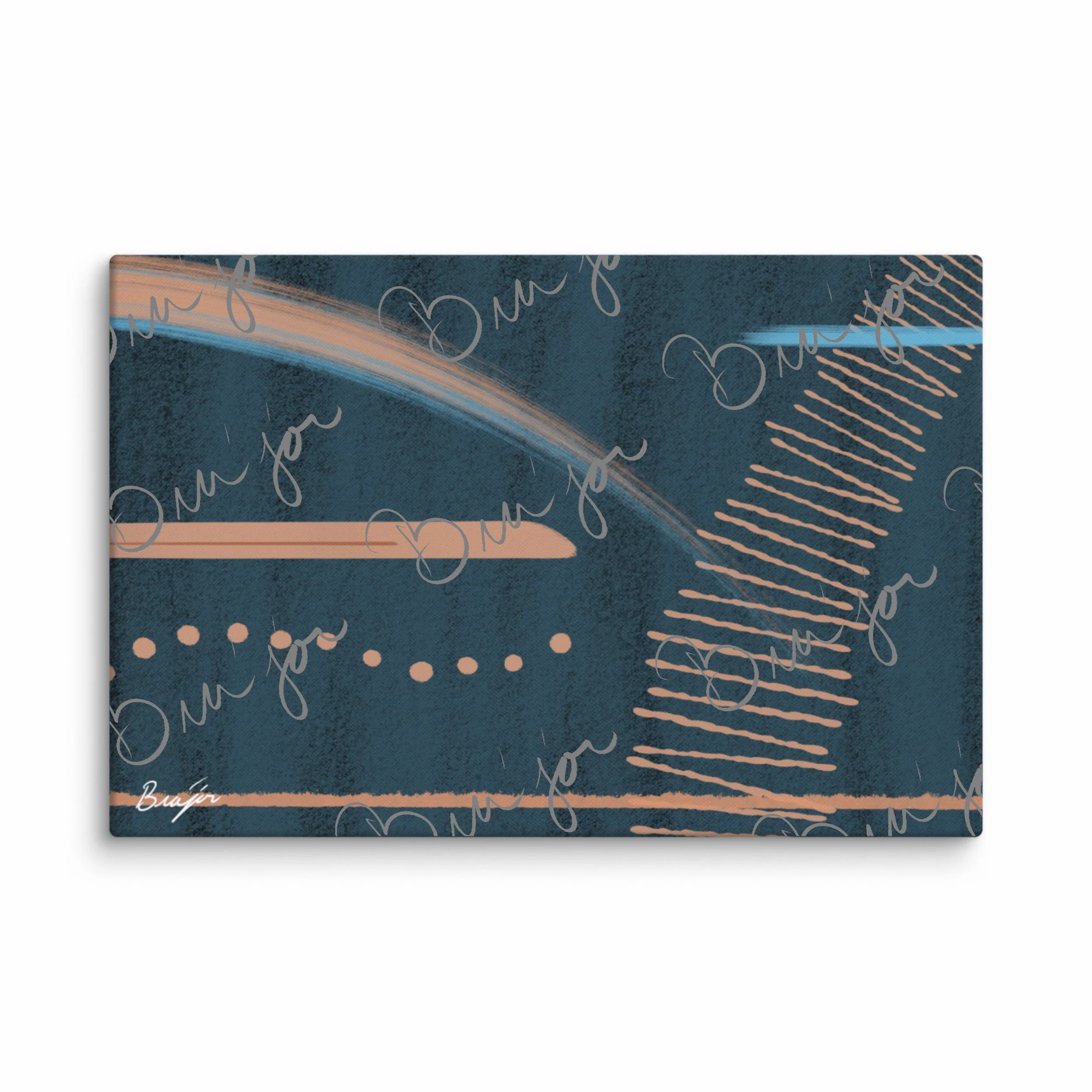 20x30 Canvas abstract artwork titled Effort designed by the digital abstract artist Bra'jor. Artwork includes the colors Black, Blue, Brown, and Tan